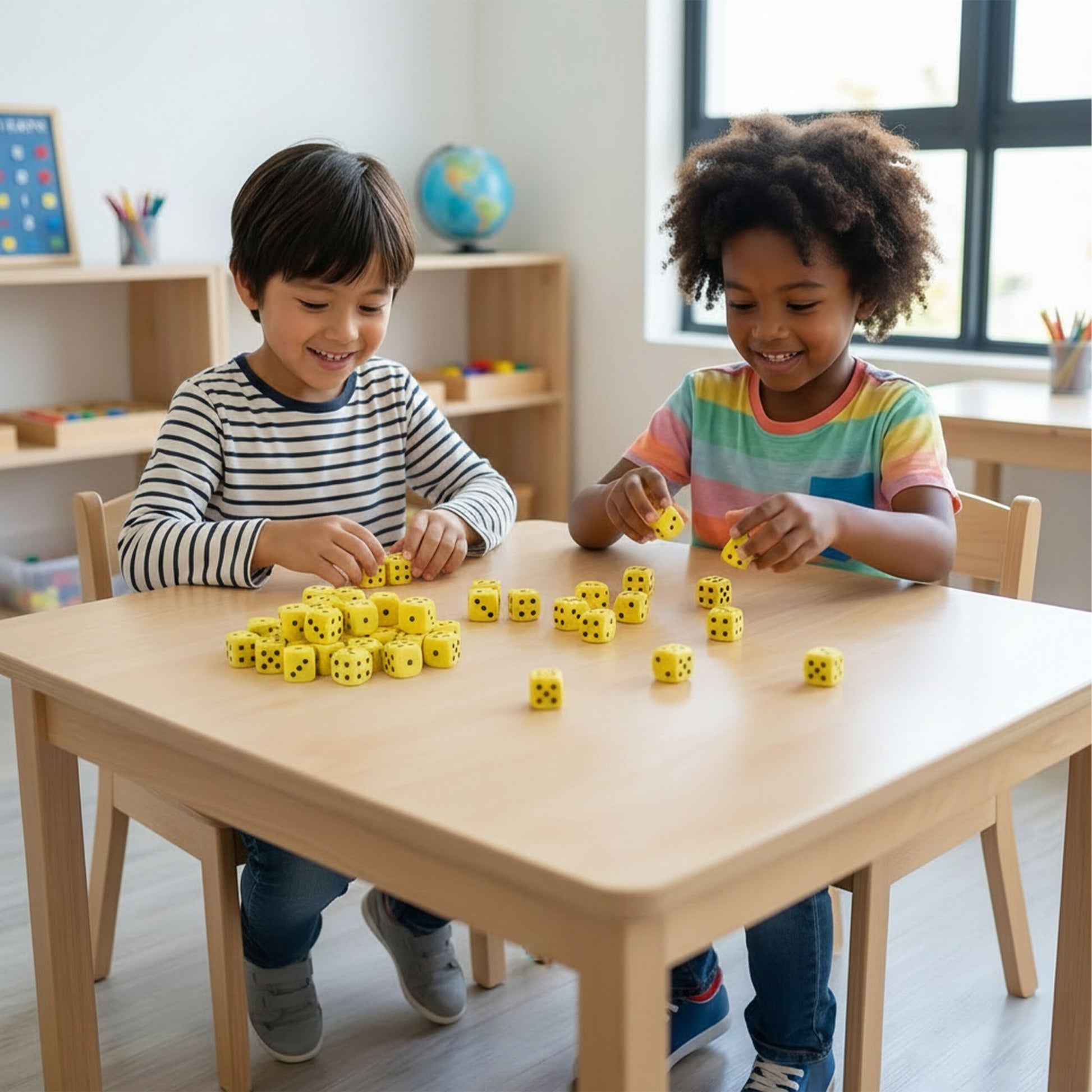 Flüsterwürfel Schule 200er-Set Gelb-Schwarz von Relaxdays