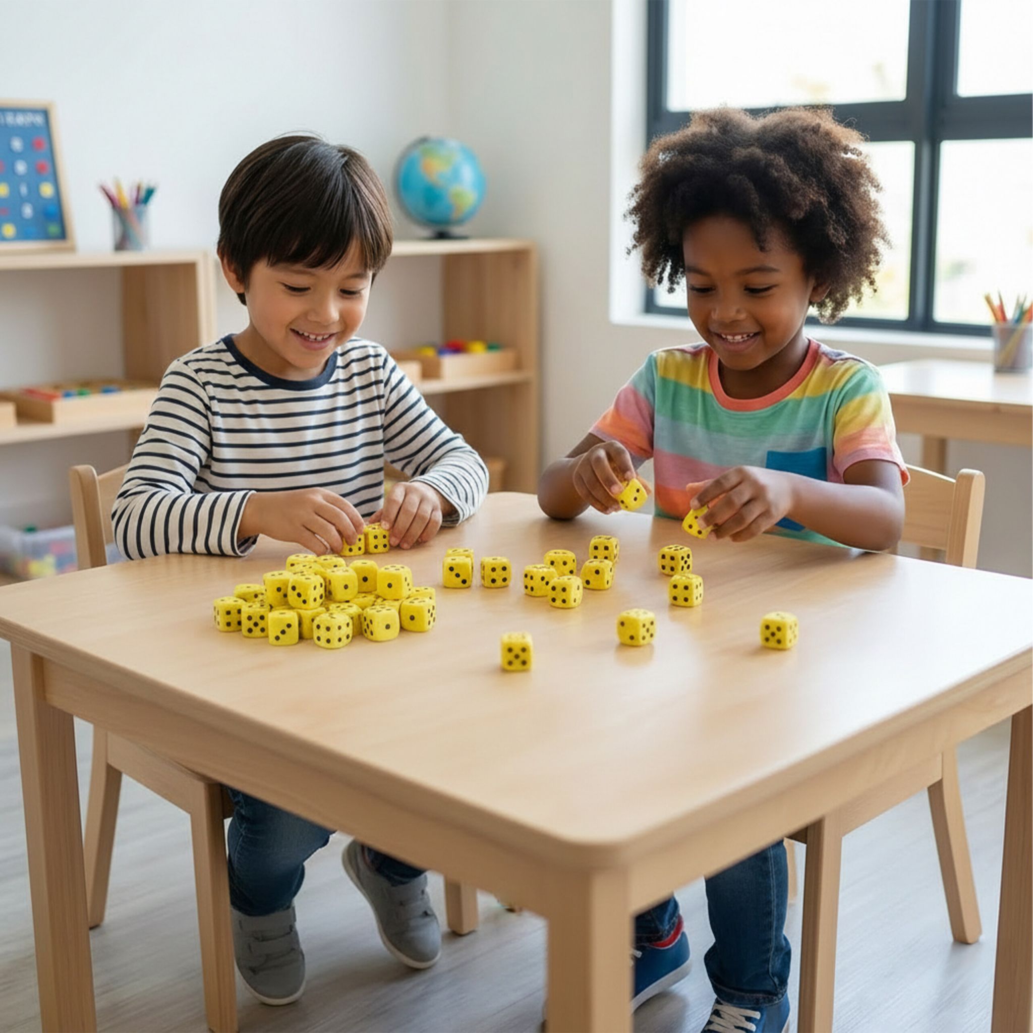 Flüsterwürfel Schule 200er-Set Gelb-Schwarz von Relaxdays
