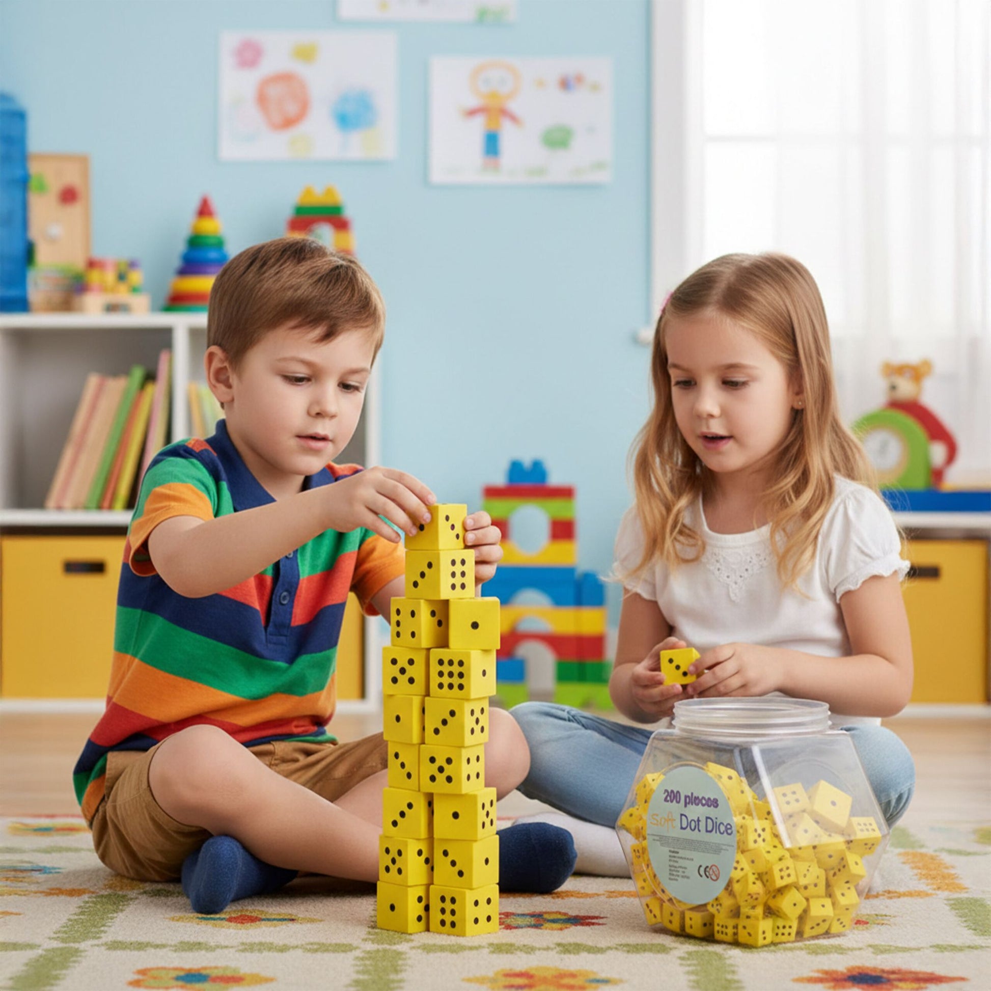 Flüsterwürfel Schule 200er-Set Gelb-Schwarz von Relaxdays