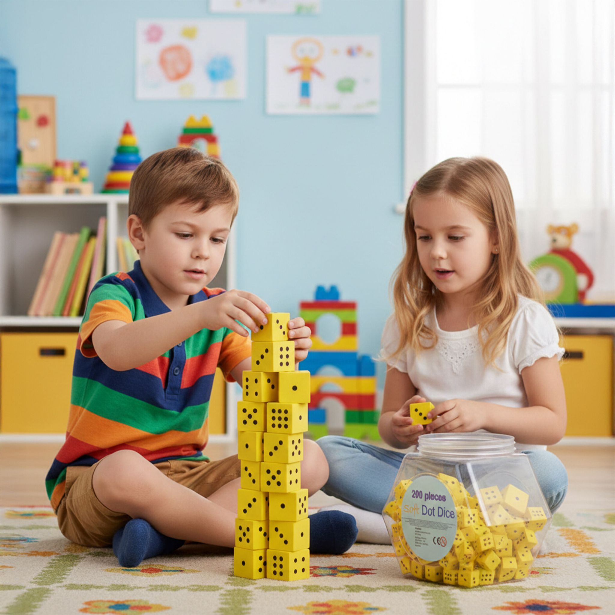 Flüsterwürfel Schule 200er-Set Gelb-Schwarz von Relaxdays