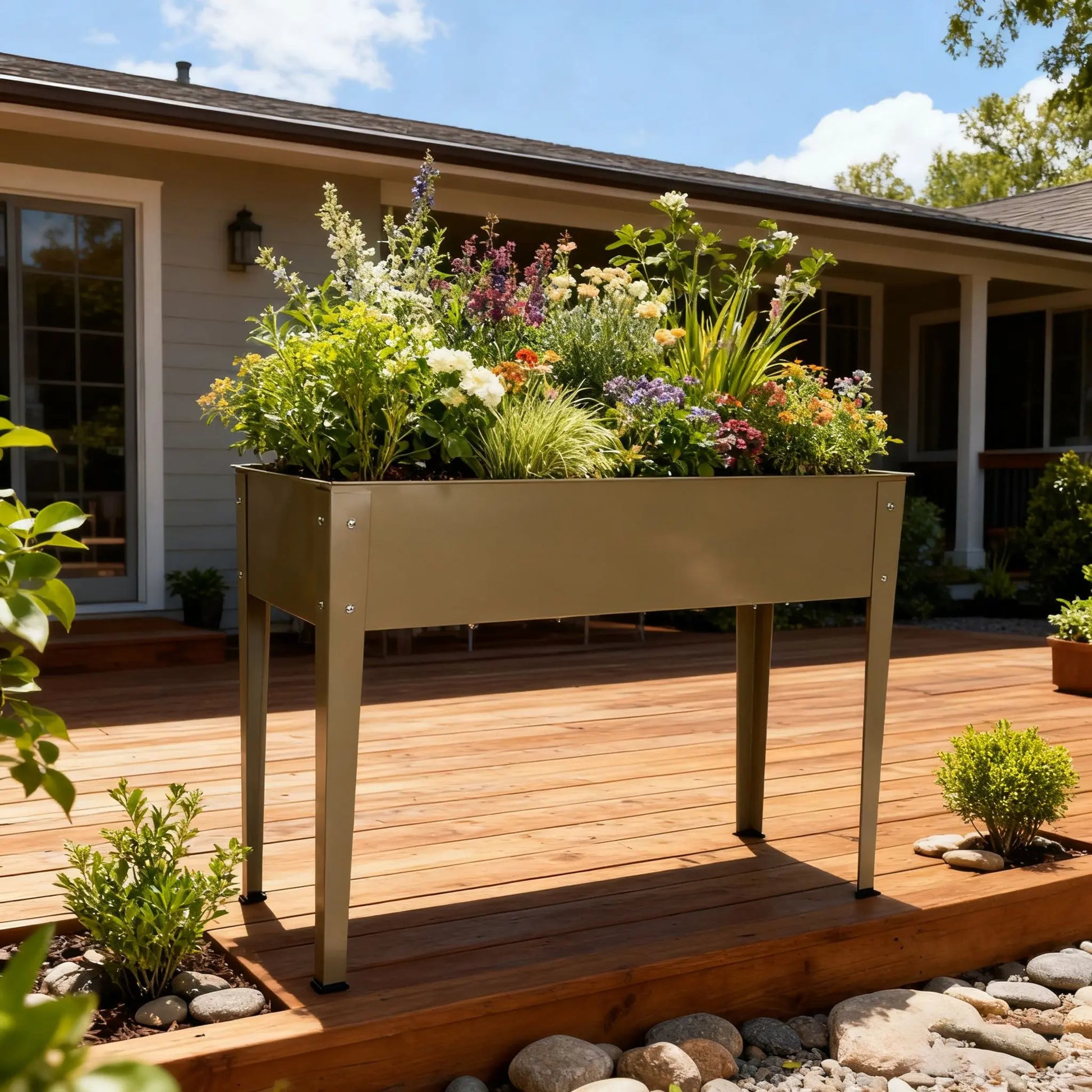 Hochbeet Stahl Beige von Relaxdays