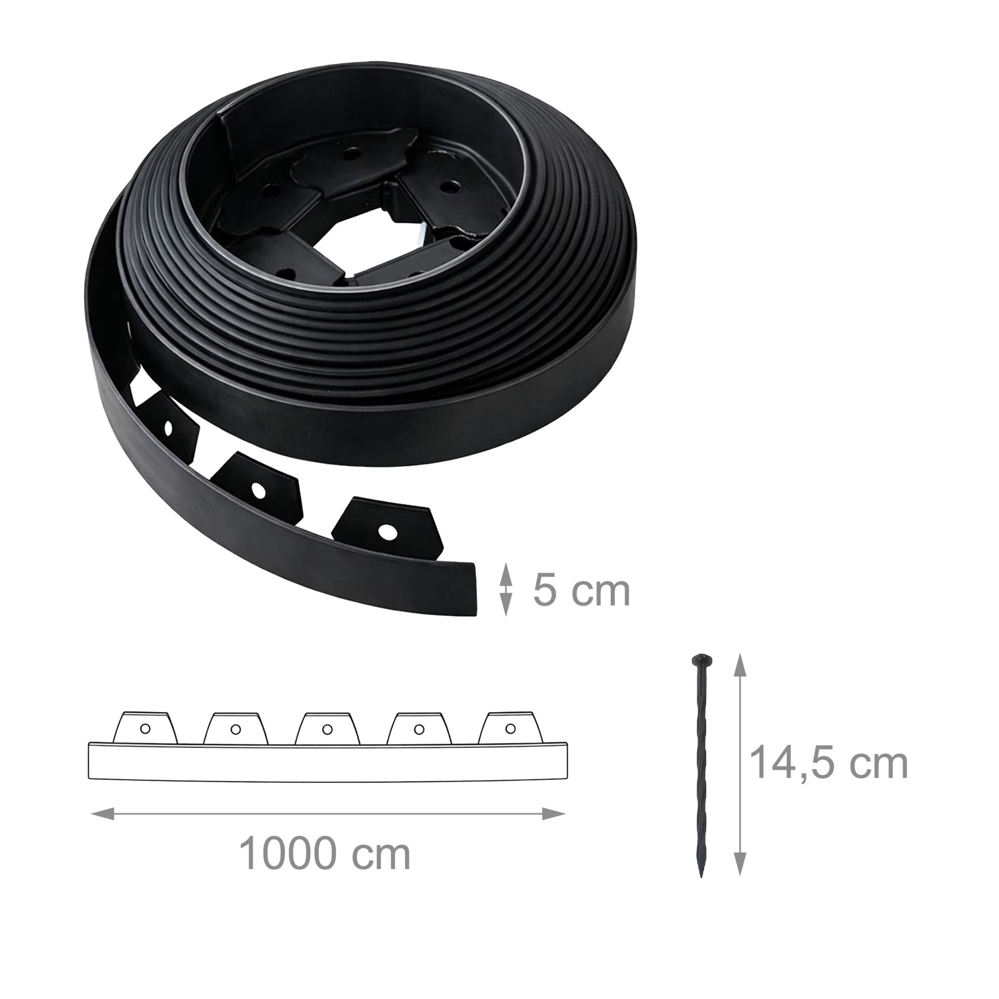 Flexible Rasenkante Kunststoff Schwarz