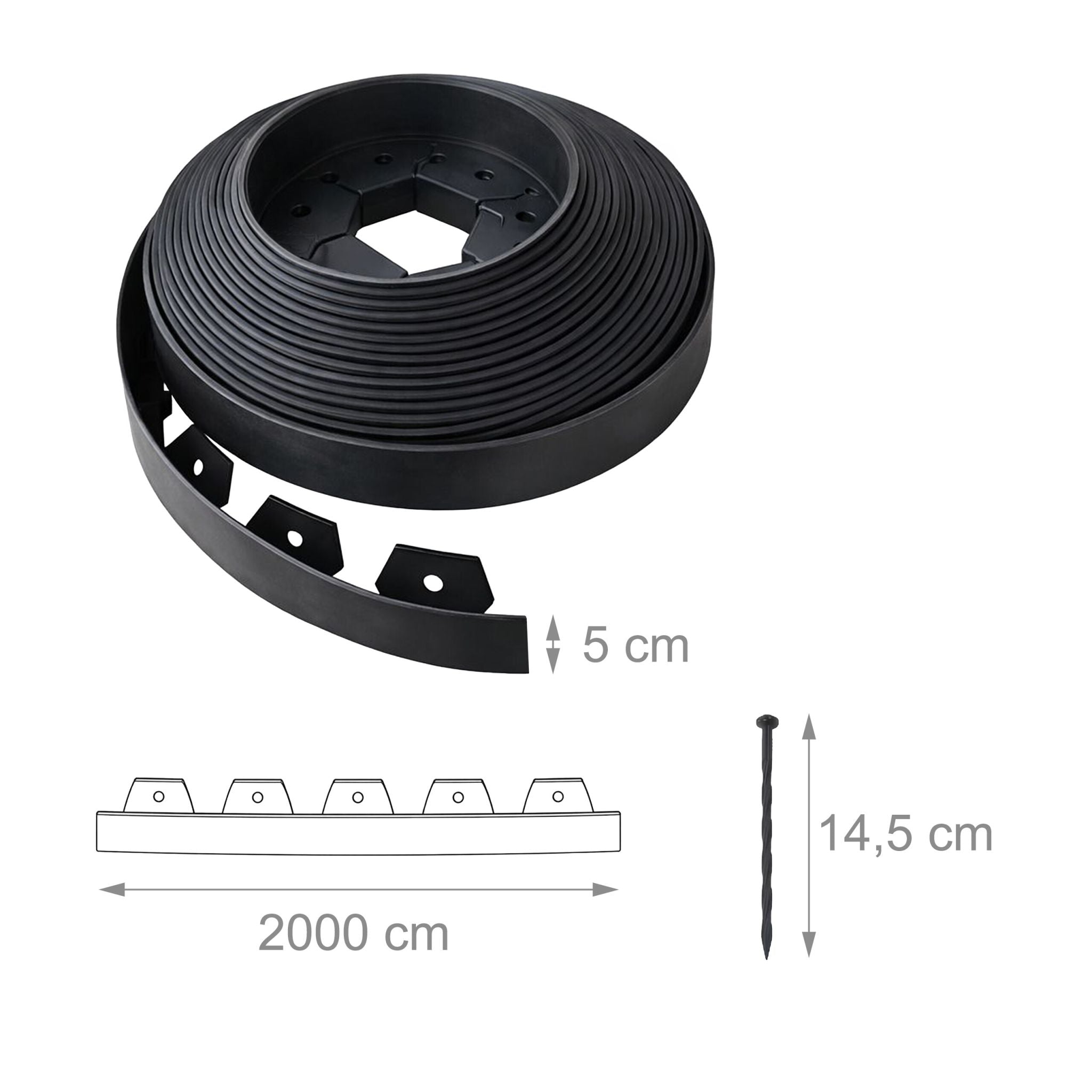 Flexible Rasenkante Kunststoff Schwarz