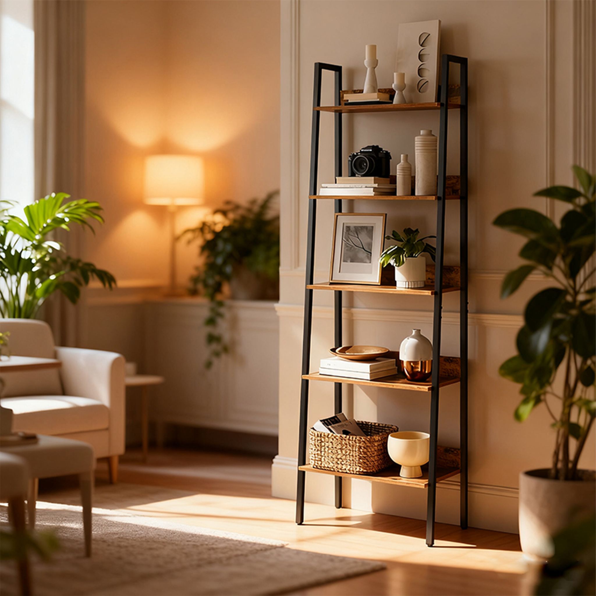 Standregal mit 5 Ablagen Dunkelbraun-Schwarz von Relaxdays