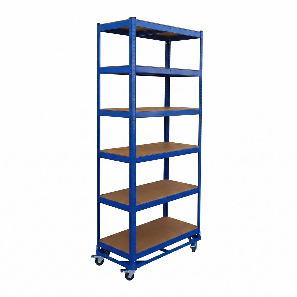 Schwerlastregal auf Rollen Blau-Hellbraun von Relaxdays