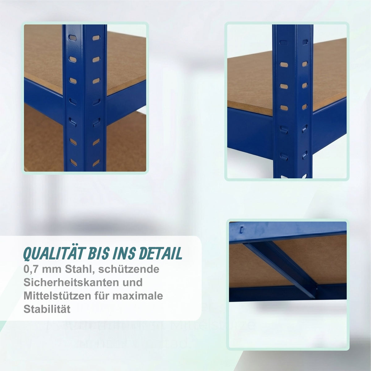 Schwerlastregal auf Rollen Blau-Hellbraun von Relaxdays