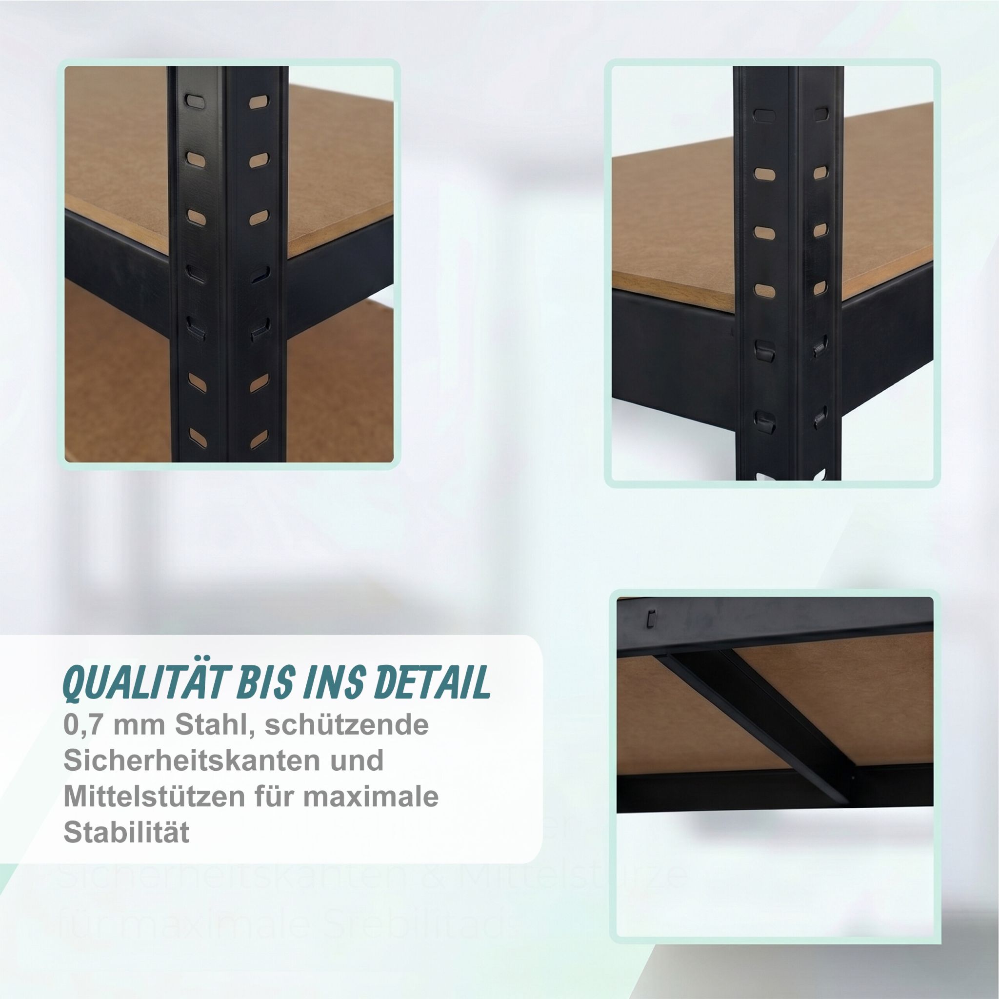Schwerlastregal auf Rollen Hellbraun-Schwarz von Relaxdays