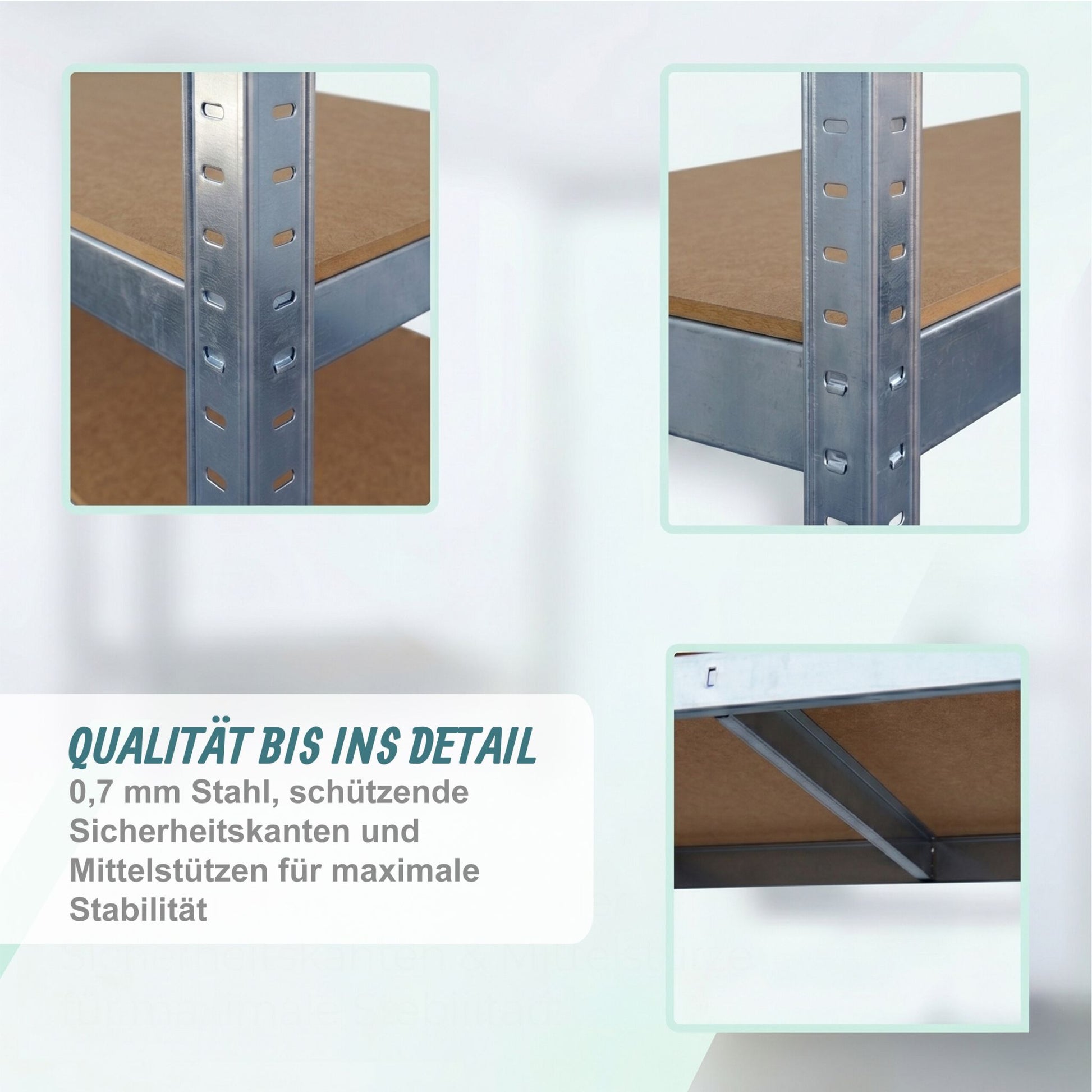 Schwerlastregal auf Rollen Hellbraun-Silber von Relaxdays