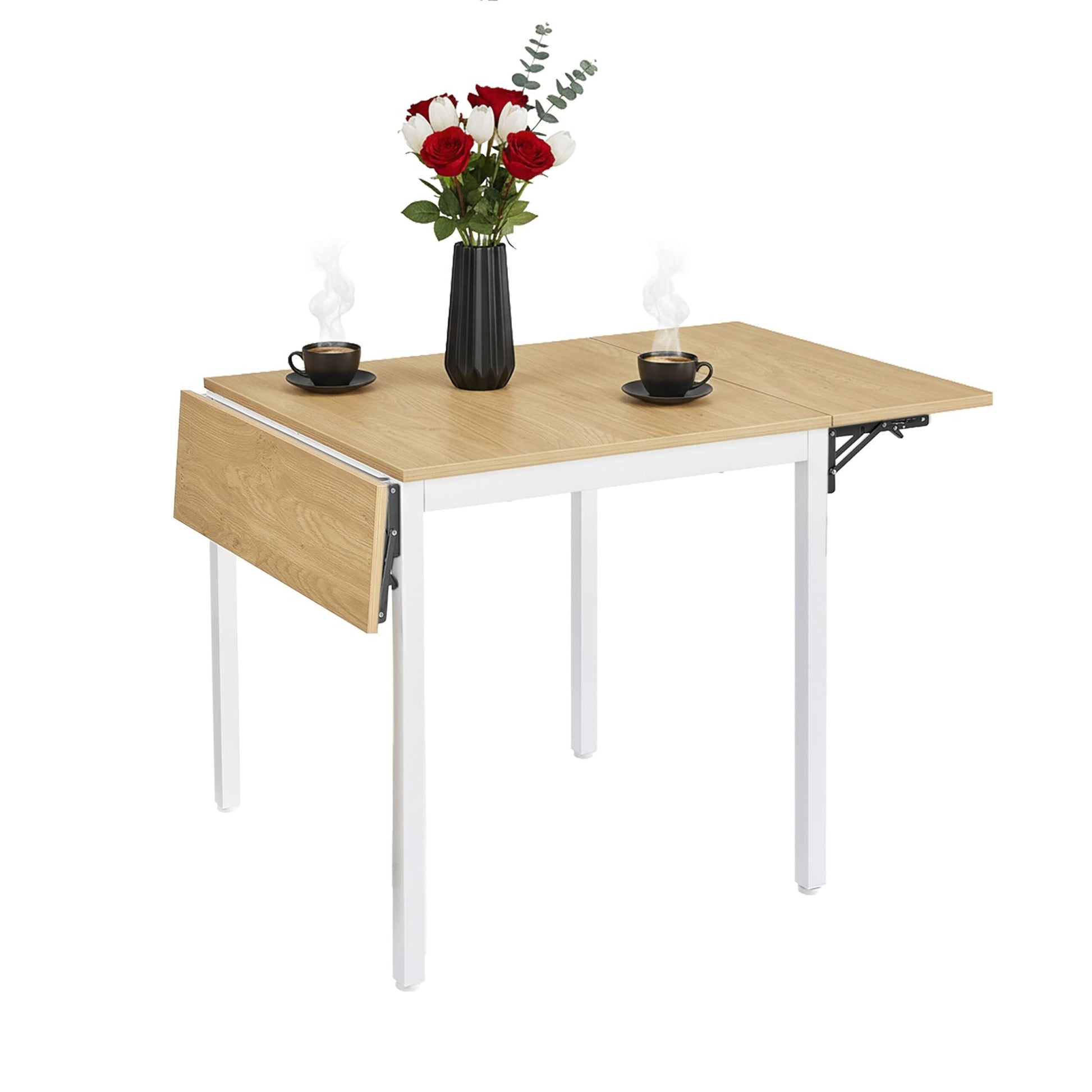 Esstisch klappbar 2 bis 4 Personen Weiss-Hellbraun von Relaxdays