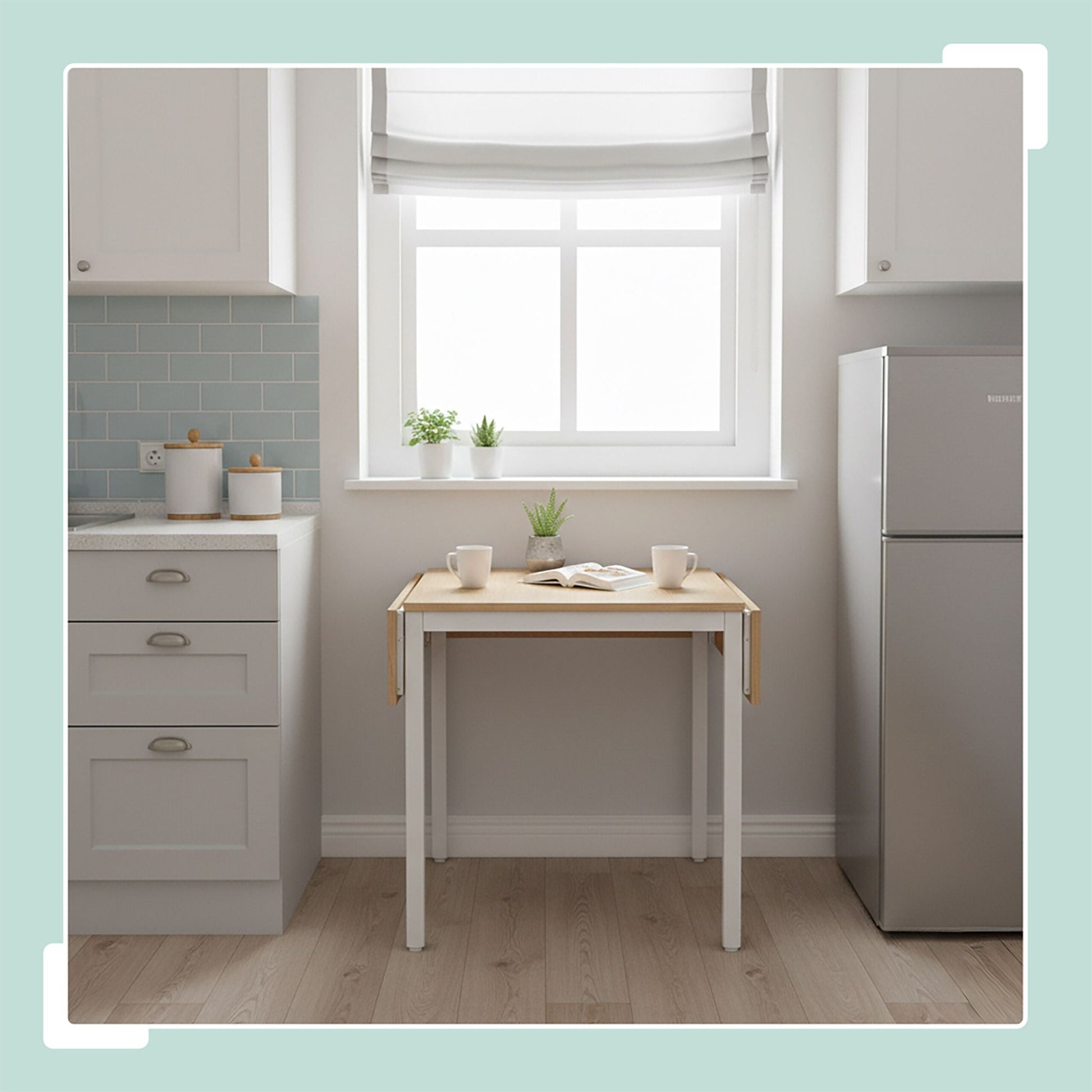 Esstisch klappbar 2 bis 4 Personen Weiss-Hellbraun von Relaxdays