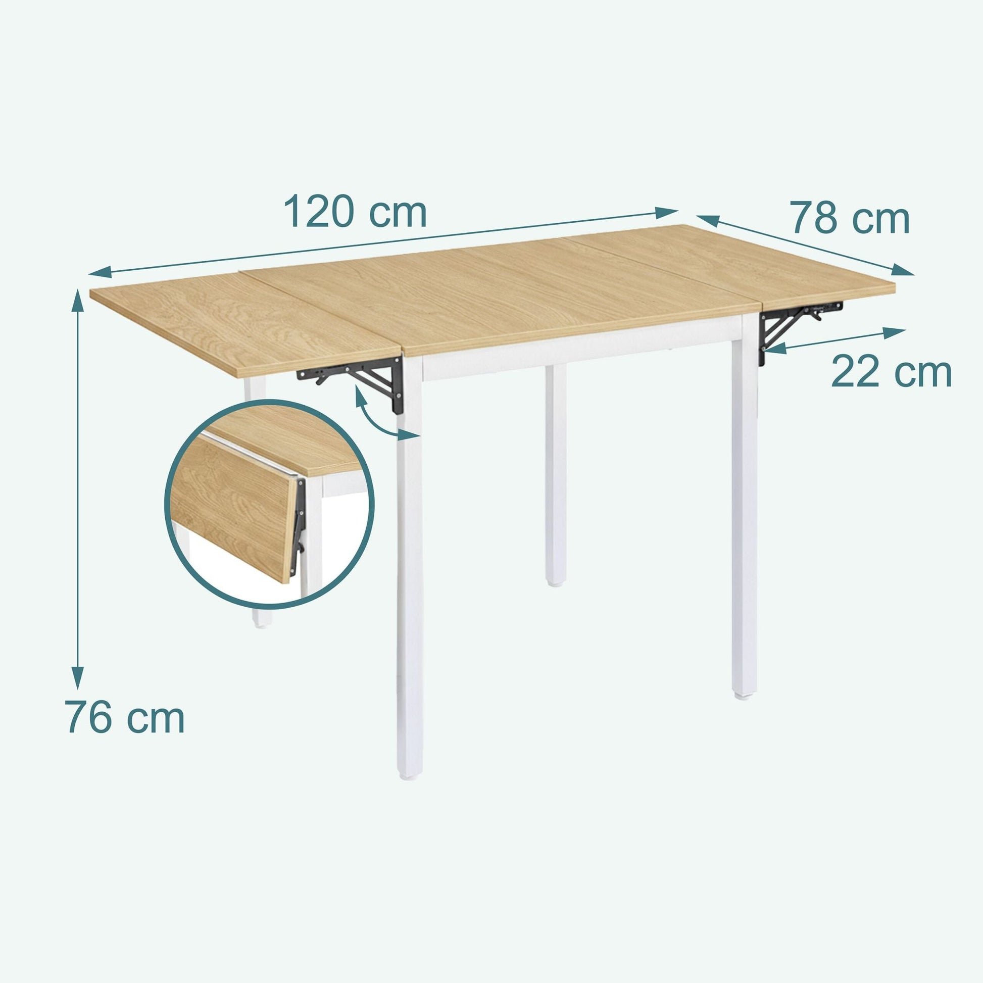 Esstisch klappbar 2 bis 4 Personen Weiss-Hellbraun von Relaxdays