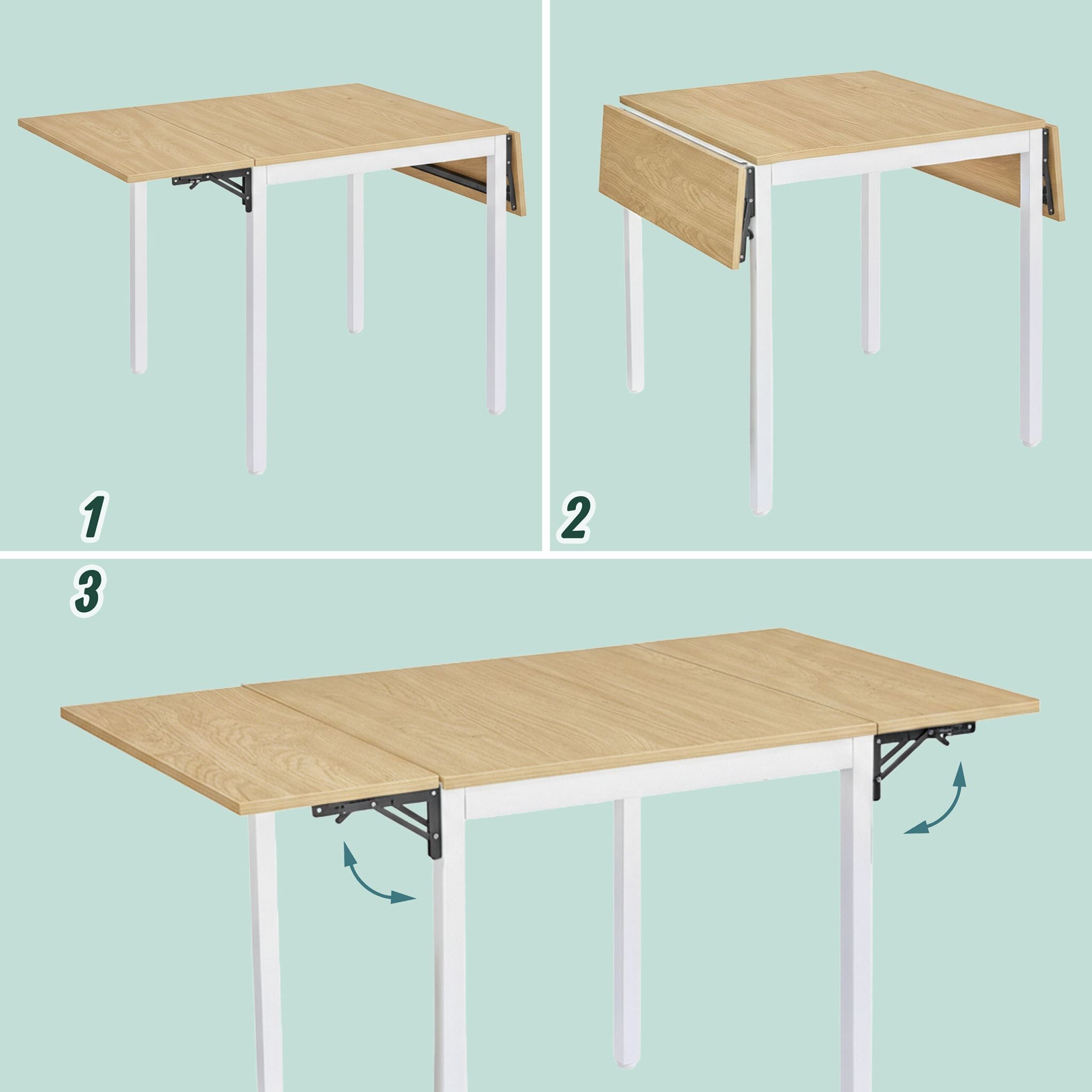 Esstisch klappbar 2 bis 4 Personen Weiss-Hellbraun von Relaxdays