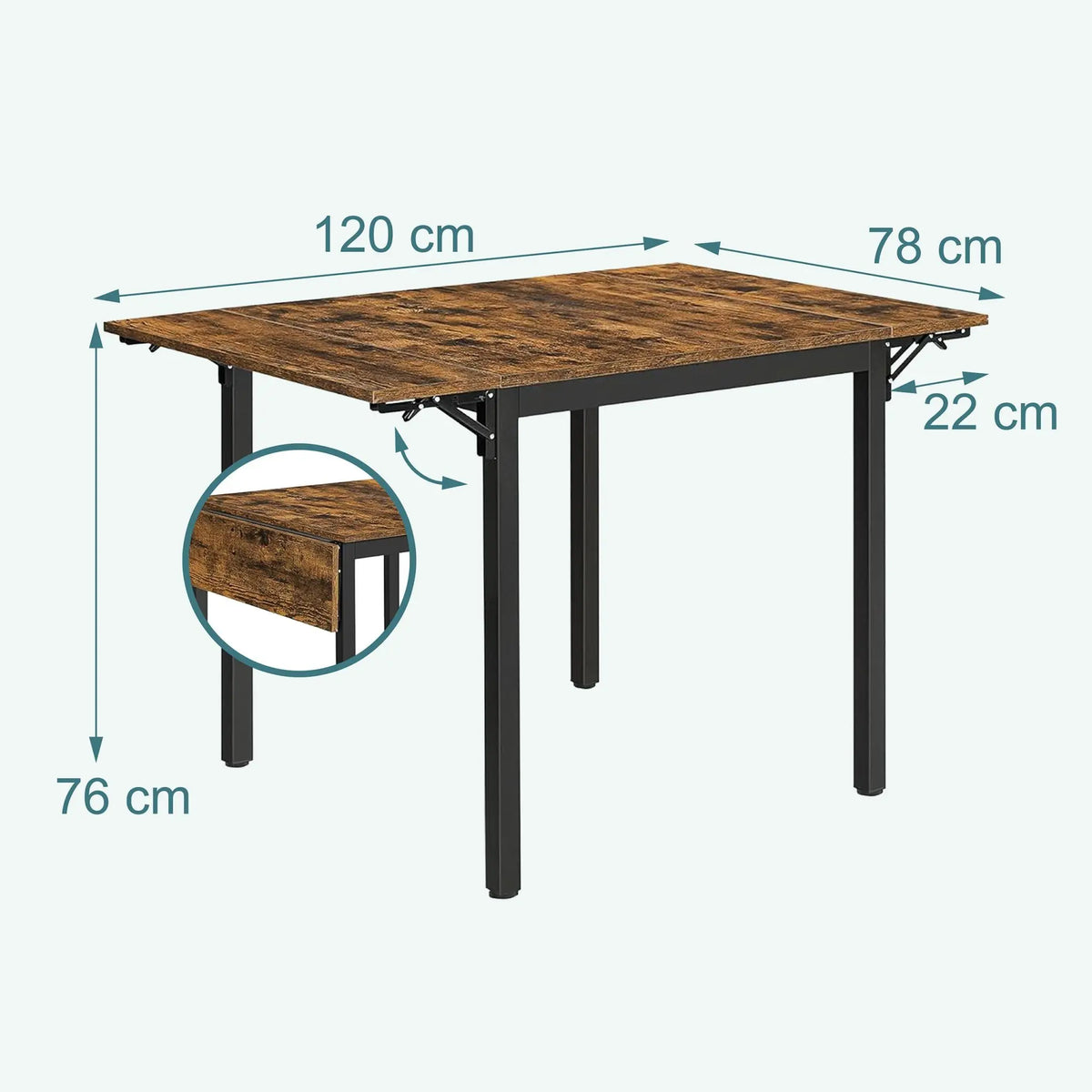 Esstisch klappbar 2 bis 4 Personen Braun-Schwarz von Relaxdays