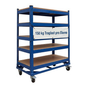 Etagenwagen 5 Ebenen mit Rollen Blau-Hellbraun von Relaxdays
