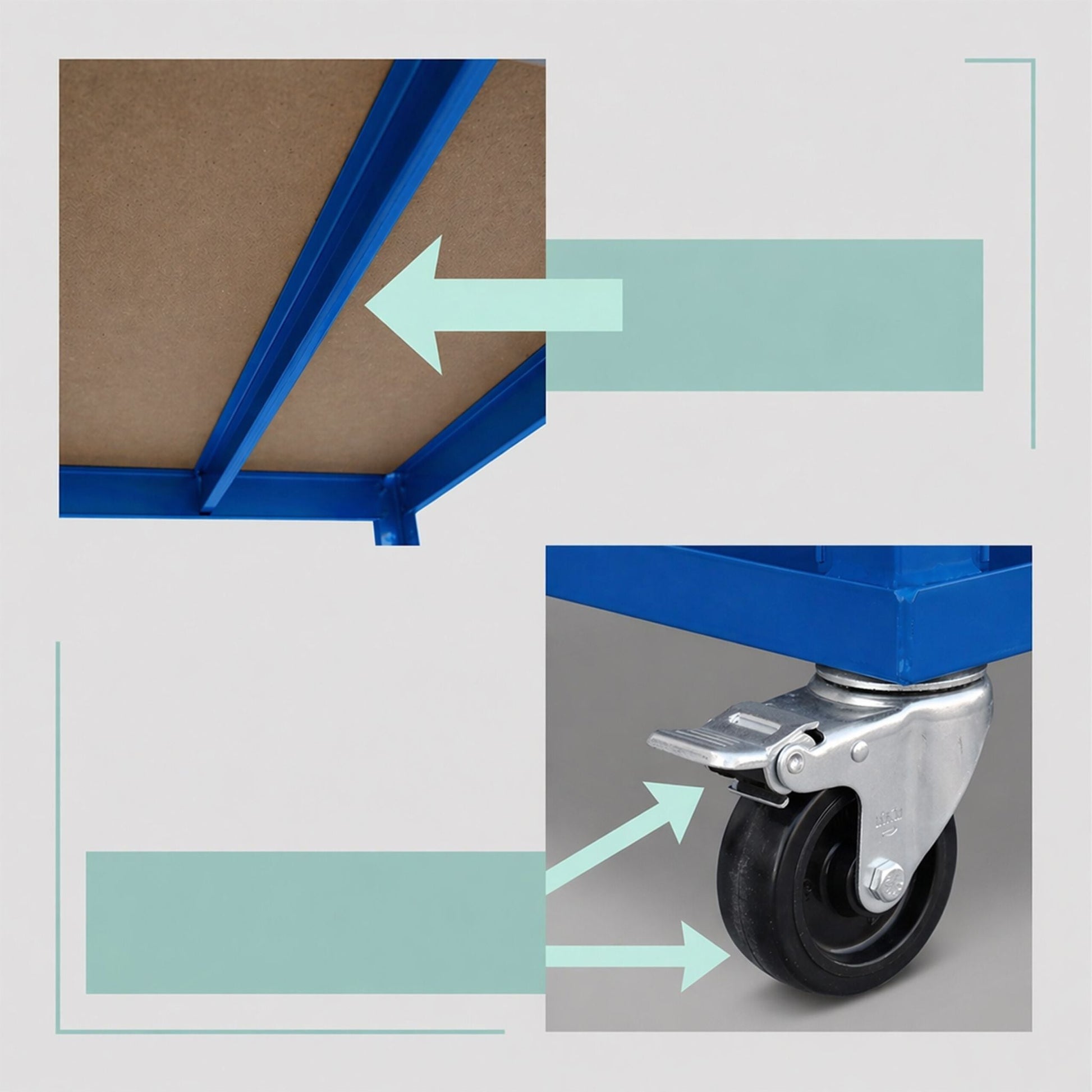 Etagenwagen 5 Ebenen mit Rollen Blau-Hellbraun von Relaxdays