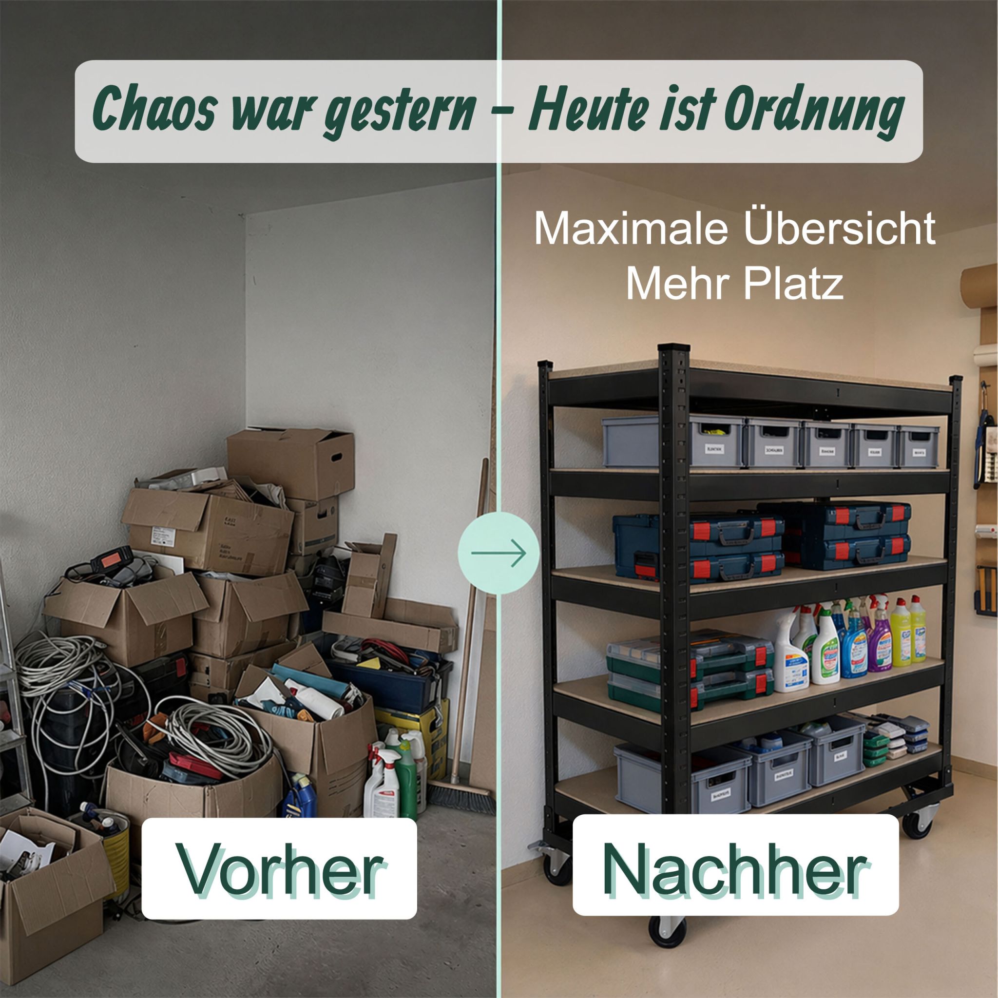 Etagenwagen 5 Ebenen mit Rollen Hellbraun-Schwarz von Relaxdays