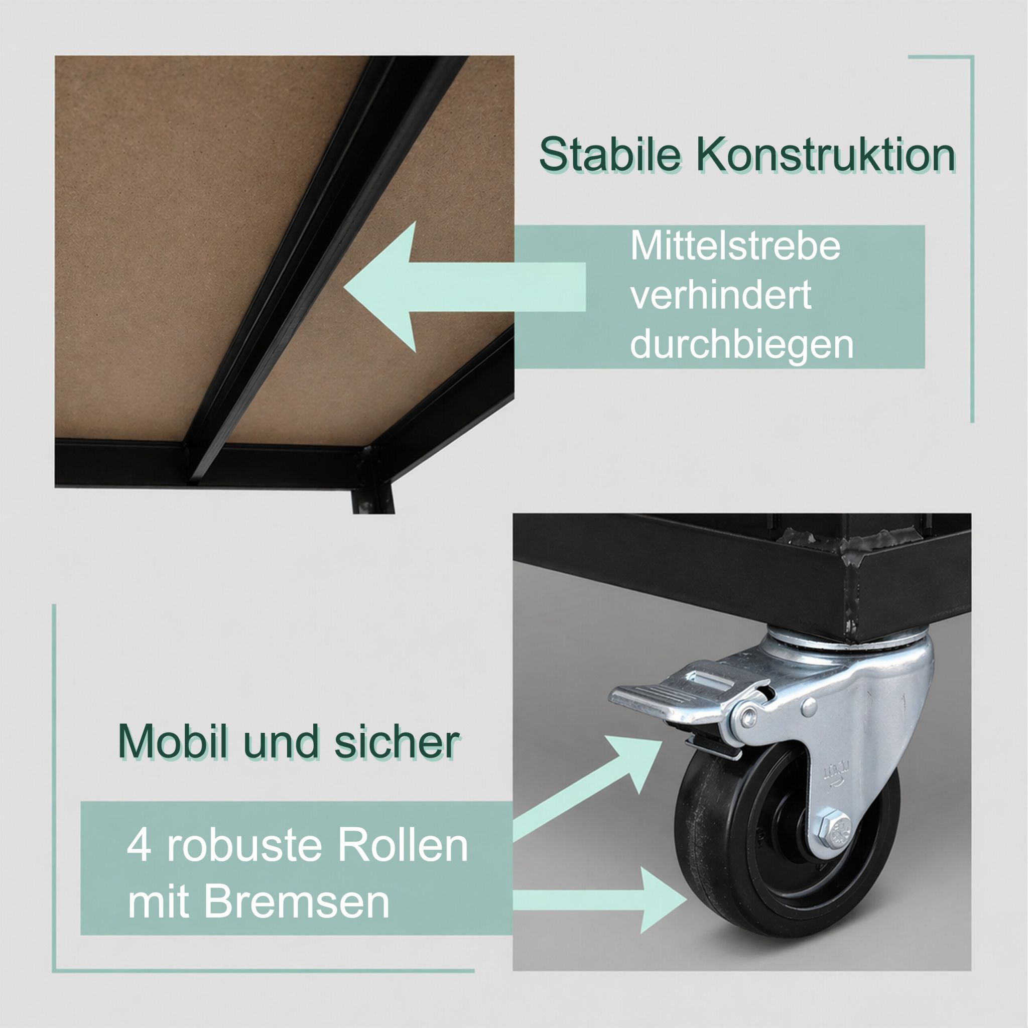 Etagenwagen 5 Ebenen mit Rollen Hellbraun-Schwarz von Relaxdays