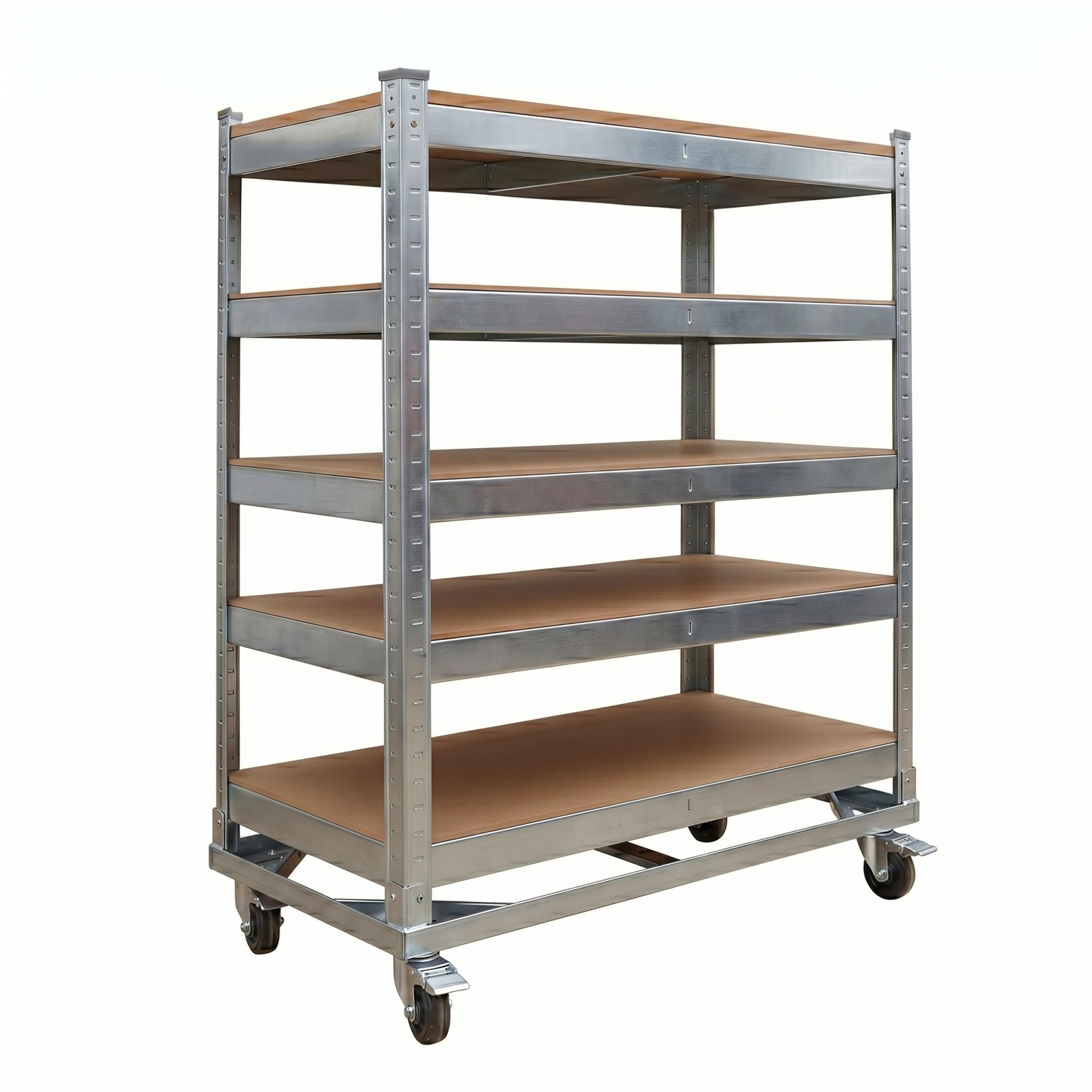 Etagenwagen 5 Ebenen mit Rollen Hellbraun-Silber von Relaxdays