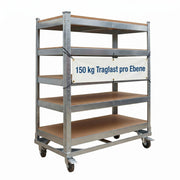 Etagenwagen 5 Ebenen mit Rollen Hellbraun-Silber von Relaxdays