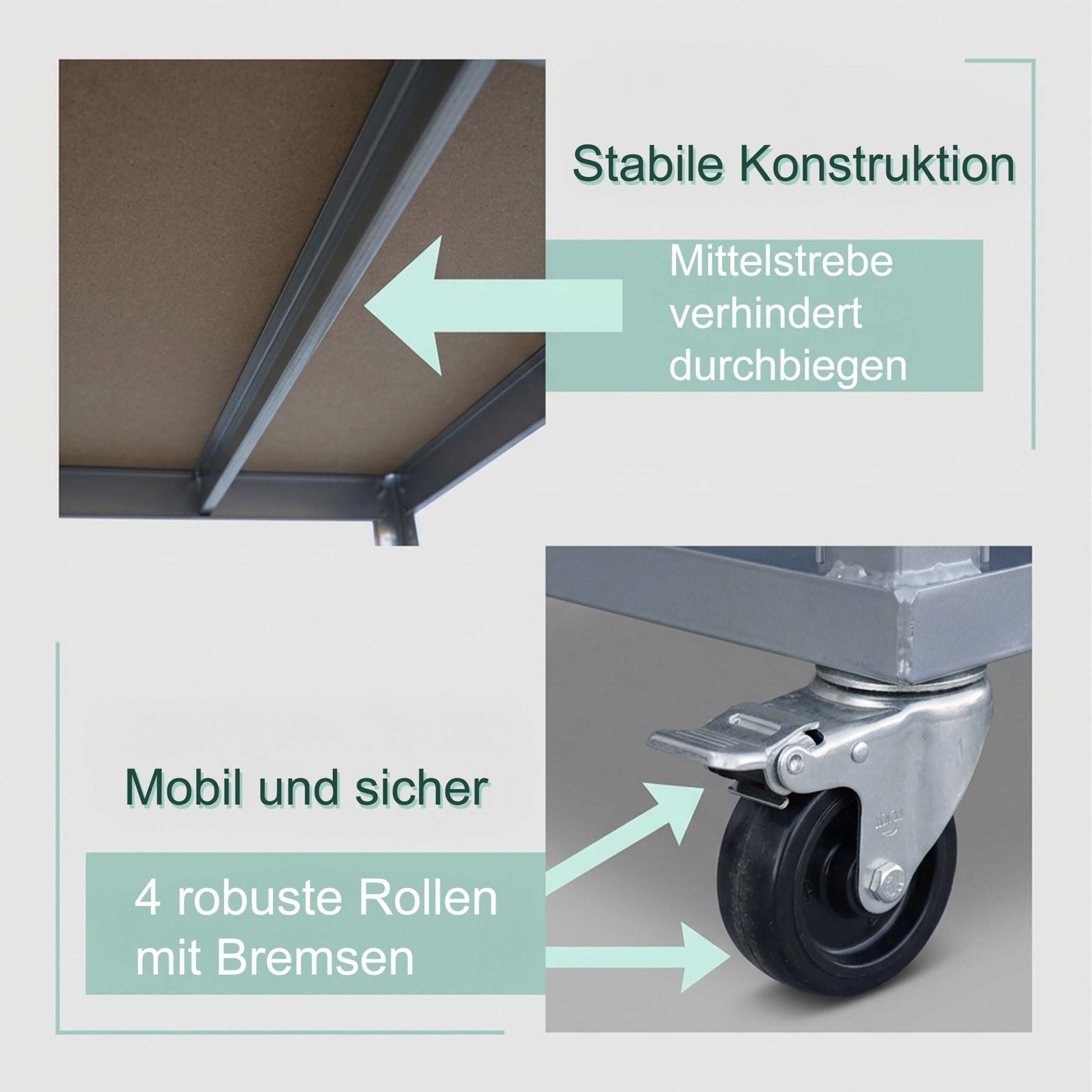 Etagenwagen 5 Ebenen mit Rollen Hellbraun-Silber von Relaxdays