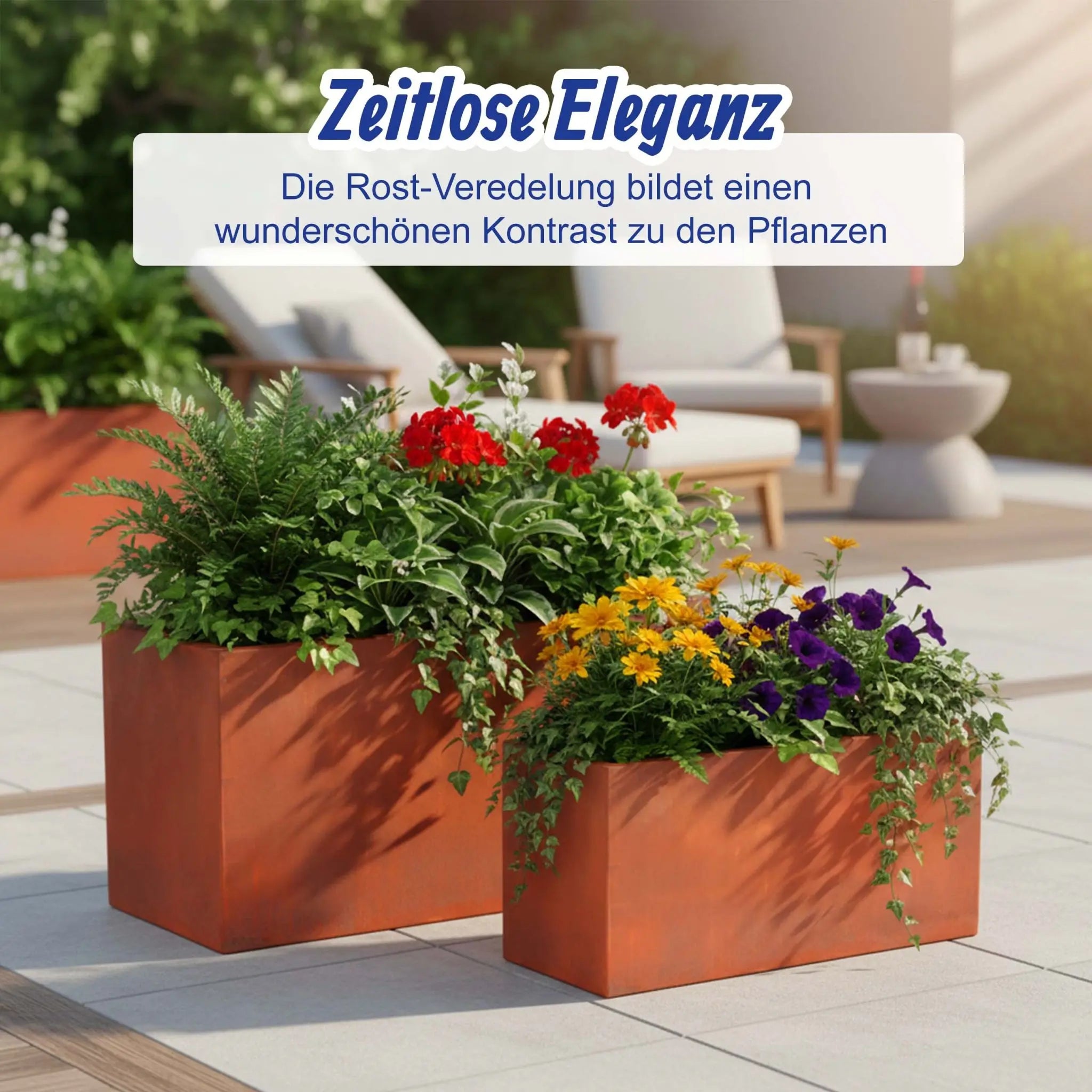 Pflanzkübel 2er-Set in Rostoptik Braun von Relaxdays