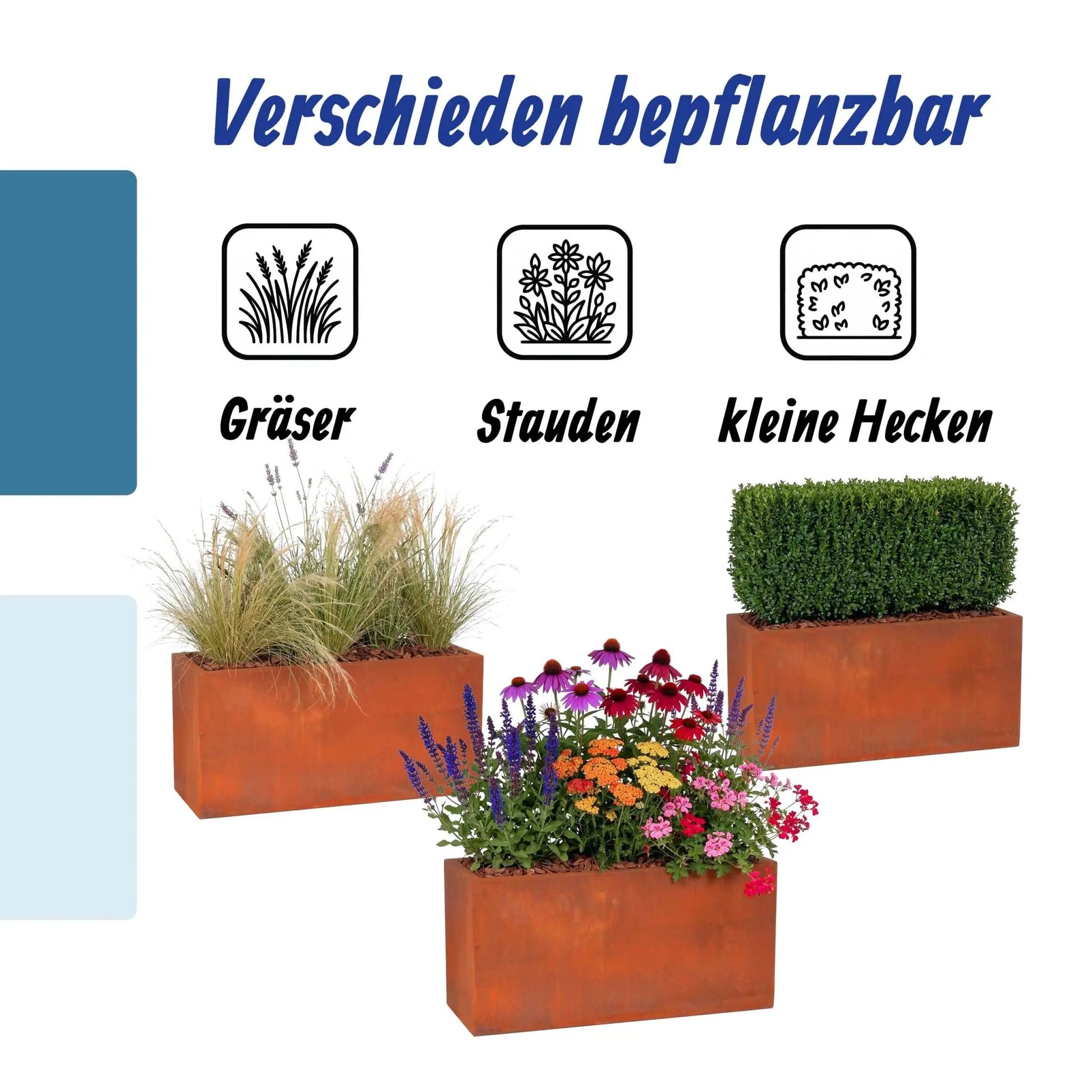 Pflanzkübel 2er-Set in Rostoptik Braun von Relaxdays
