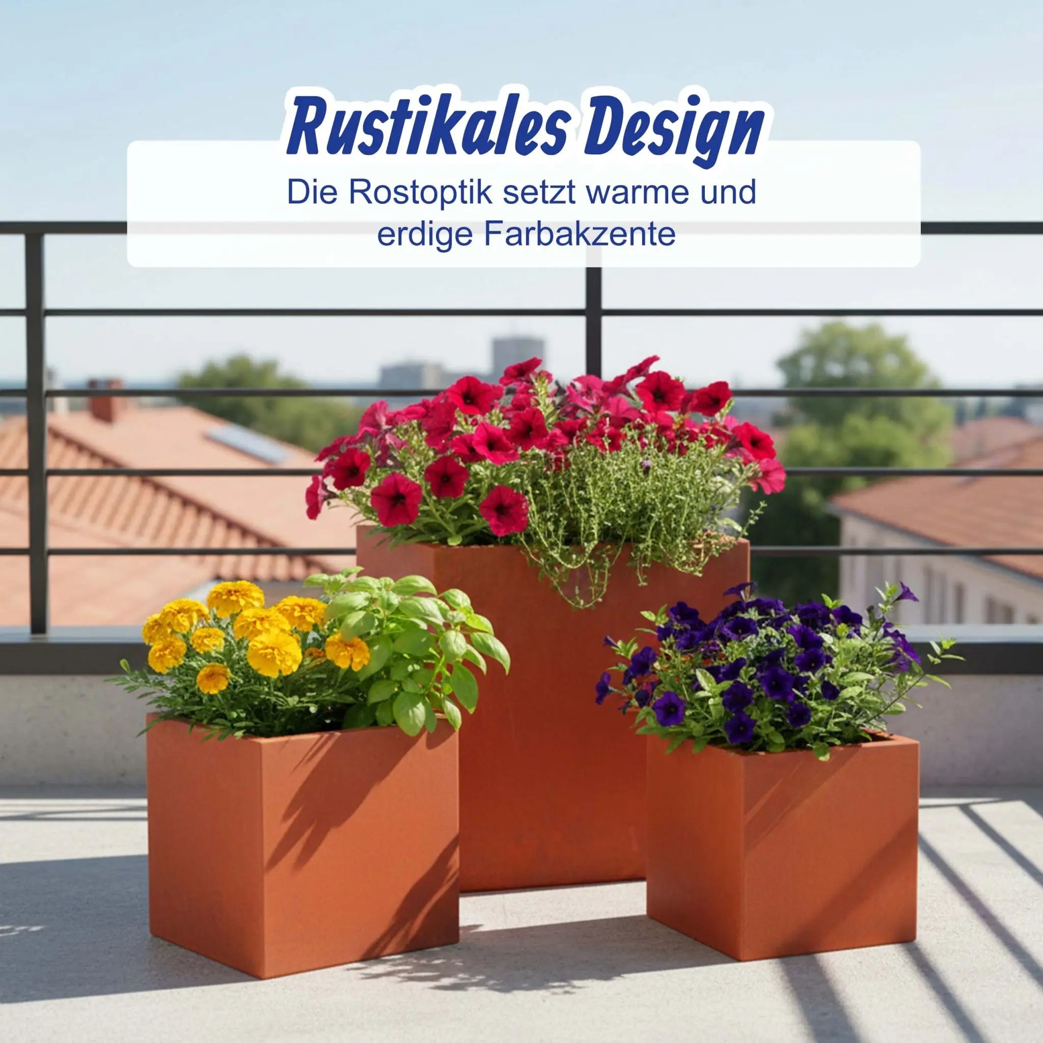 Pflanzkasten 3er-Set Rostoptik Braun von Relaxdays
