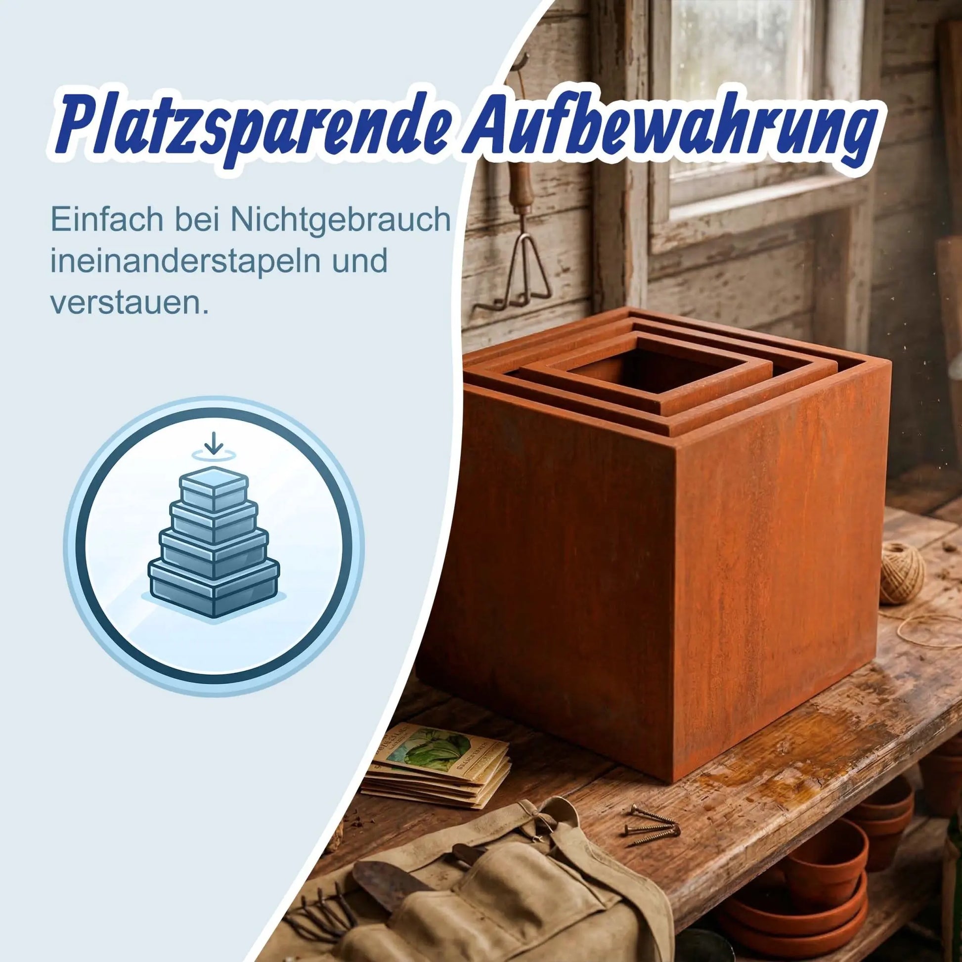 Pflanzkasten 3er-Set Rostoptik Braun von Relaxdays