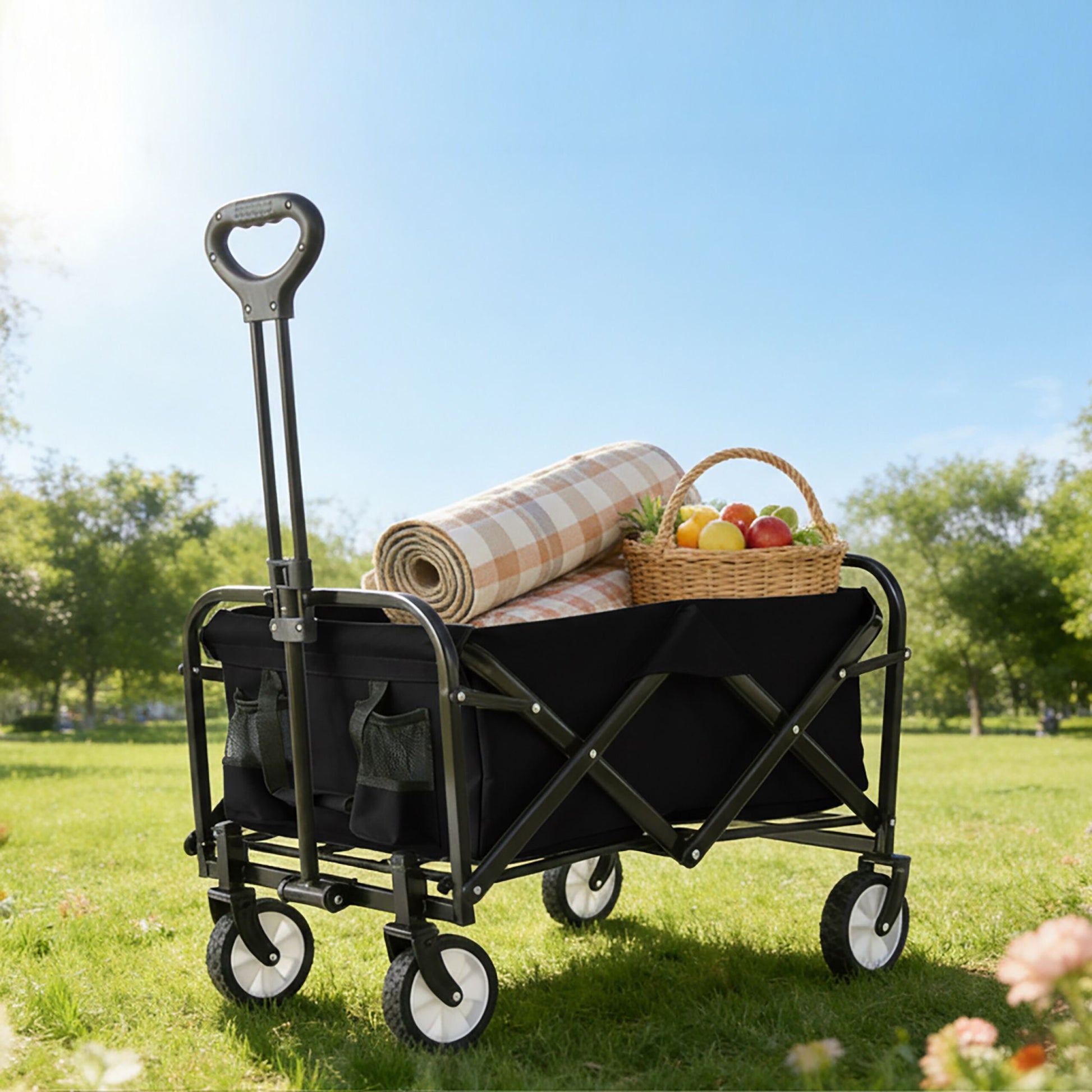 Faltbarer Bollerwagen Schwarz von Relaxdays