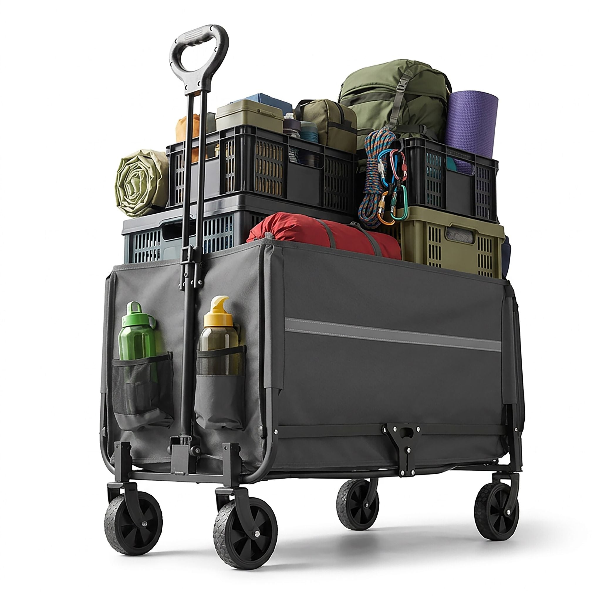 Faltbarer Bollerwagen mit Heckklappe Schwarz-Grau von Relaxdays