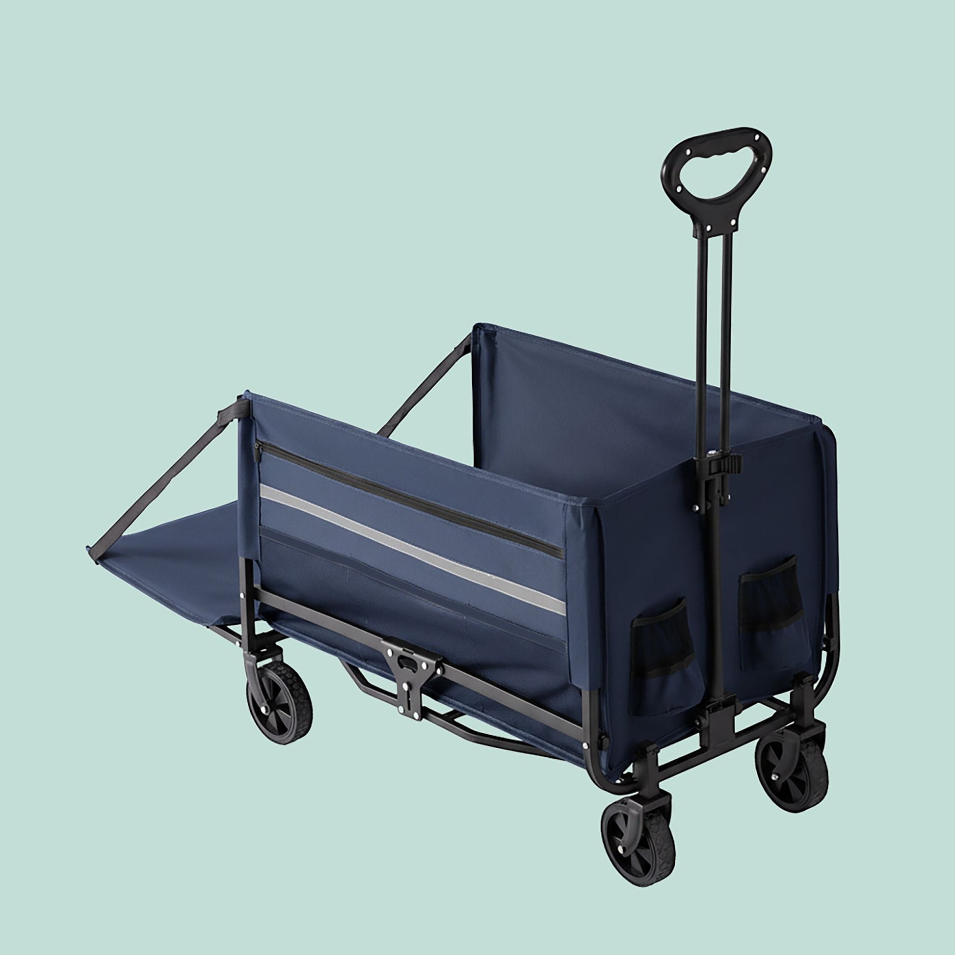 Faltbarer Bollerwagen mit Heckklappe Dunkelblau-Schwarz von Relaxdays