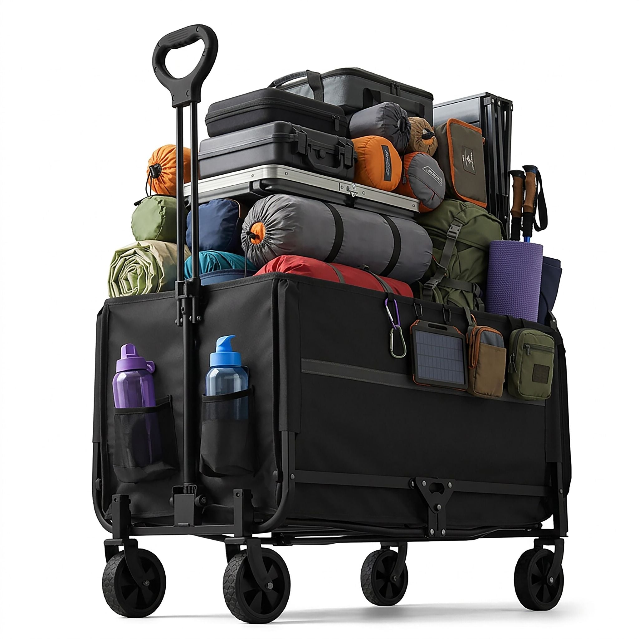 Faltbarer Bollerwagen mit Heckklappe Schwarz von Relaxdays