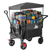 Faltbarer Bollerwagen mit Dach Schwarz-Grau von Relaxdays