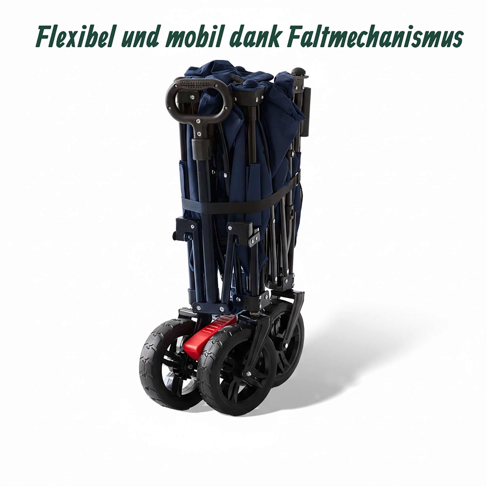 Faltbarer Bollerwagen mit Dach Dunkelblau-Schwarz von Relaxdays