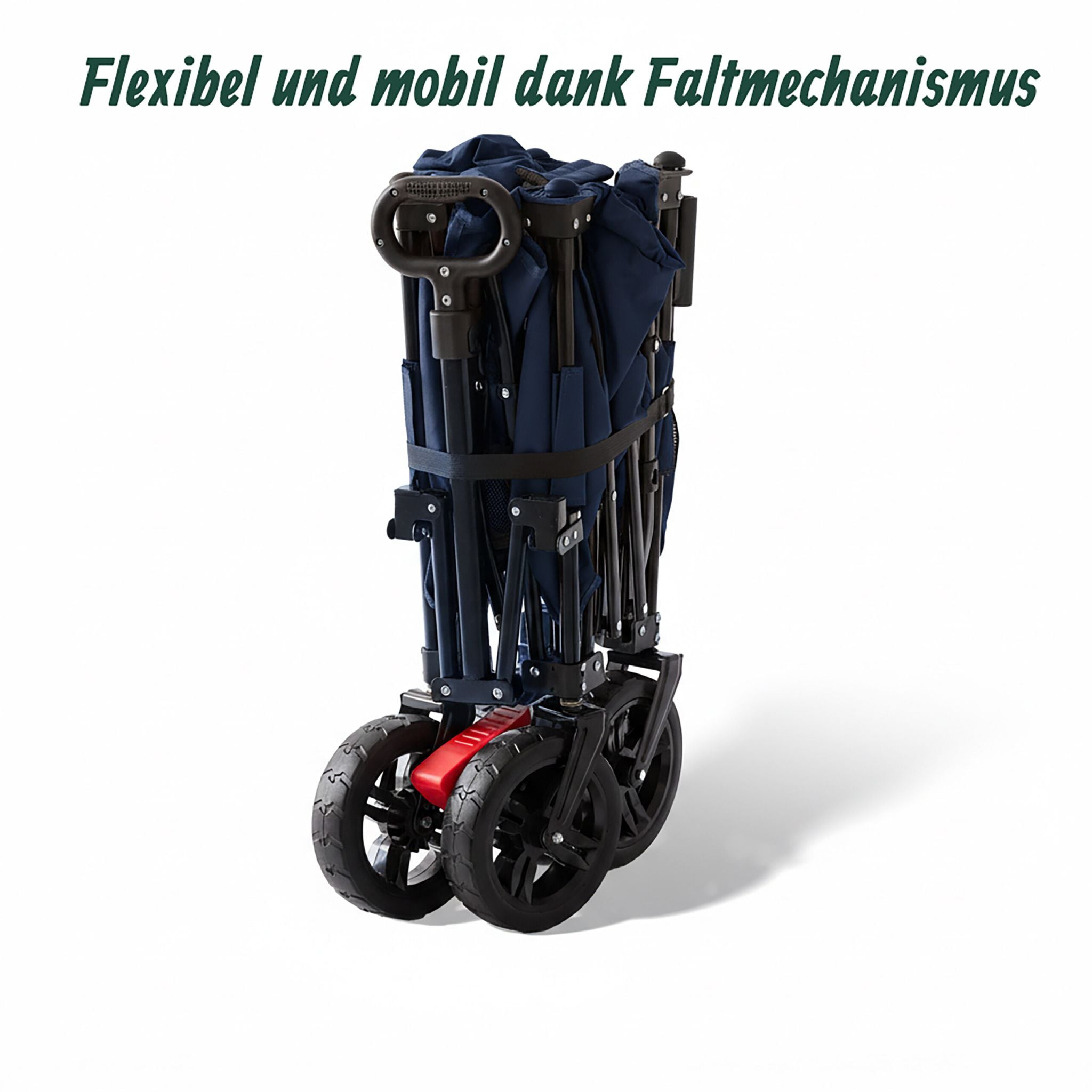 Faltbarer Bollerwagen mit Dach Dunkelblau-Schwarz von Relaxdays