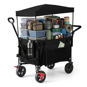 Faltbarer Bollerwagen mit Dach Schwarz von Relaxdays