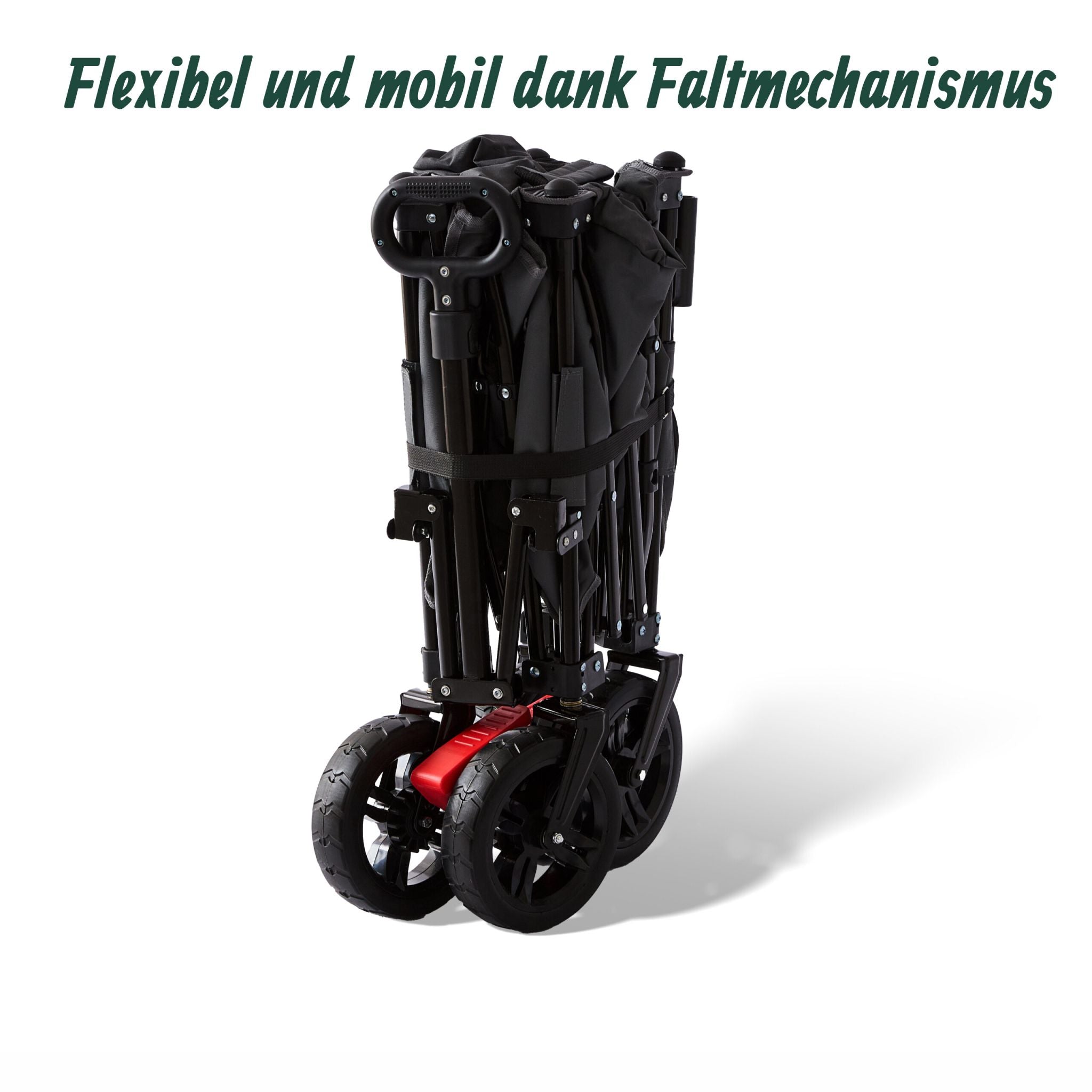 Faltbarer Bollerwagen mit Dach Schwarz von Relaxdays