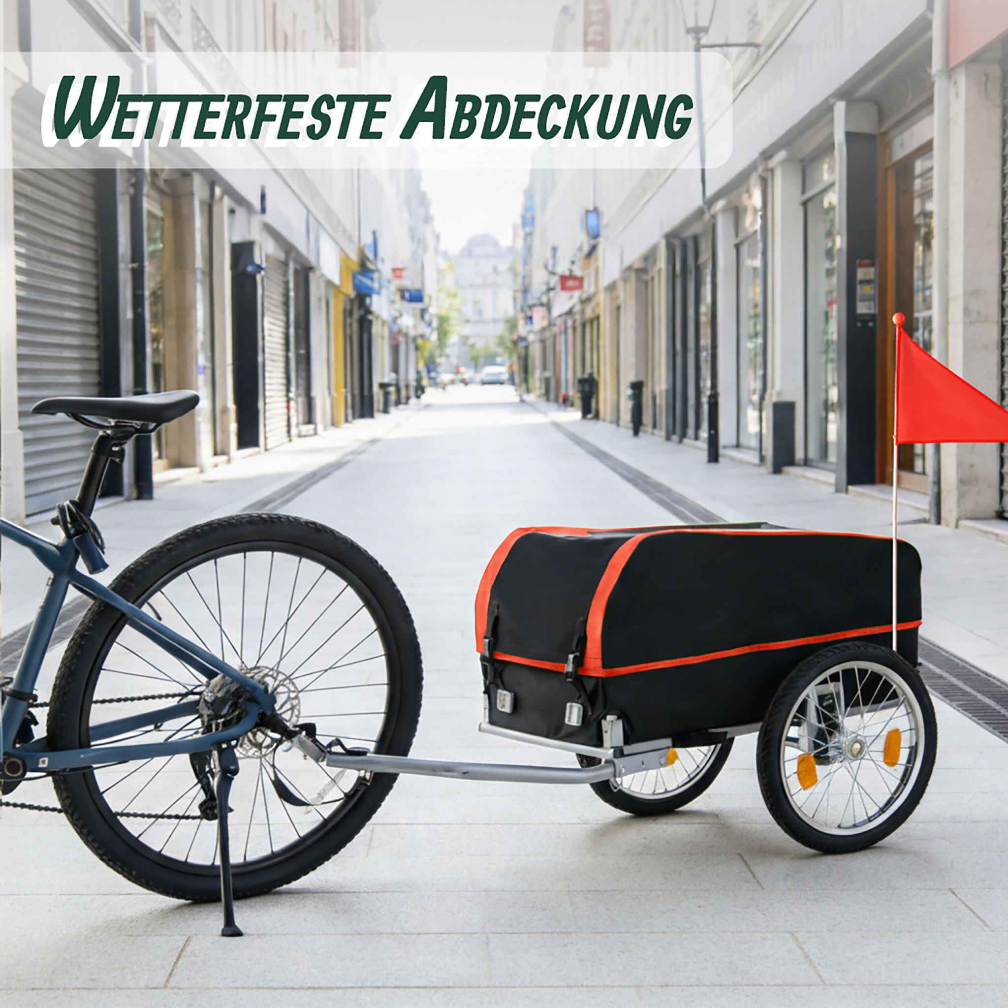 Fahrradanhänger Lastenanhänger klappbar Rot-Schwarz-Silber von Relaxdays