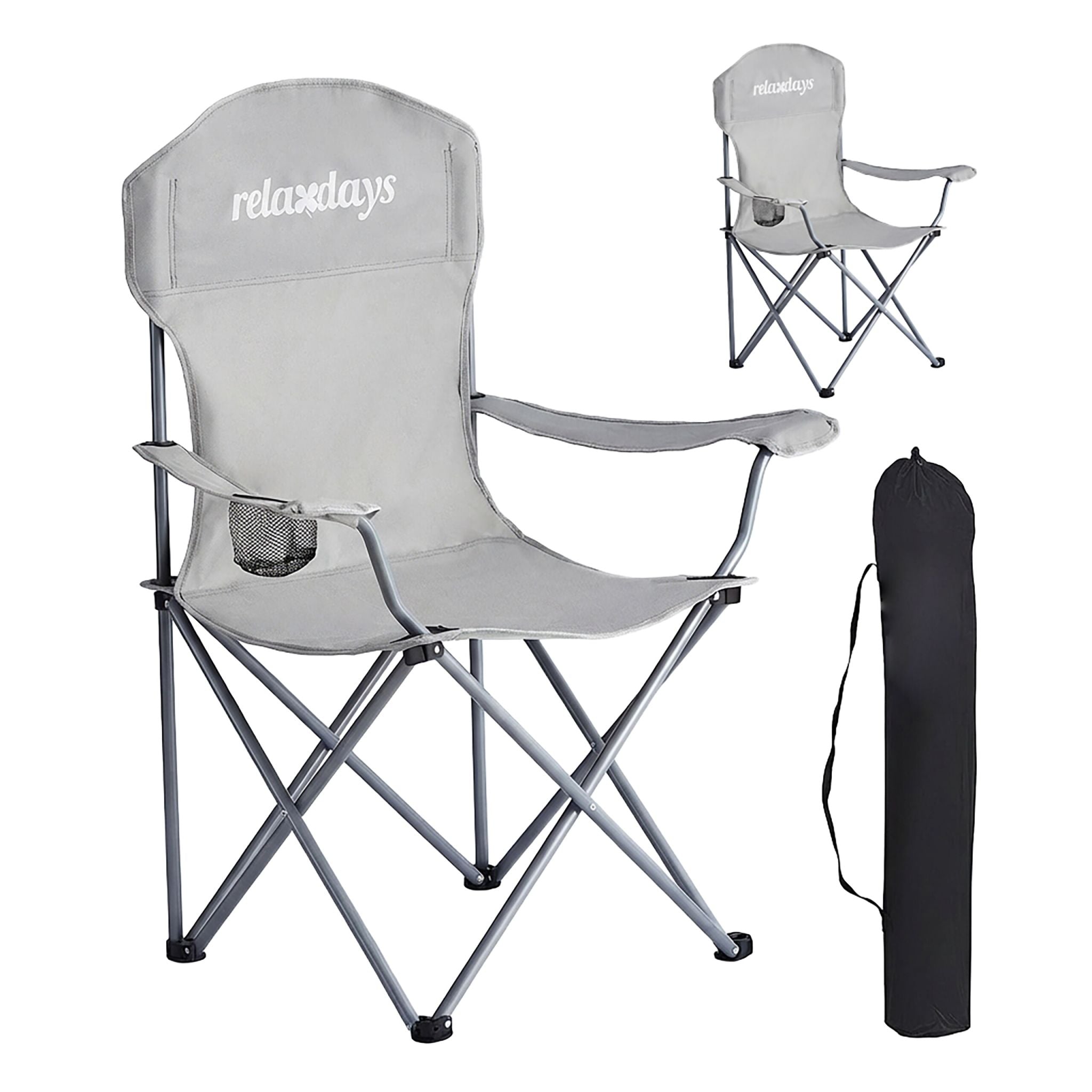 Faltbarer Camping Stuhl 2er-Set Silber-Grau von Relaxdays