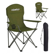 Faltbarer Camping Stuhl 2er-Set Dunkelgrün-Silber von Relaxdays
