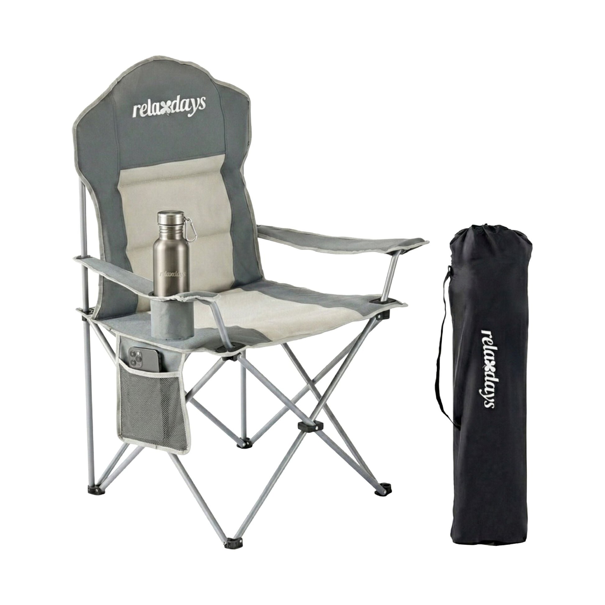 Faltbarer Camping Stuhl Beige-Silber-Grau von Relaxdays