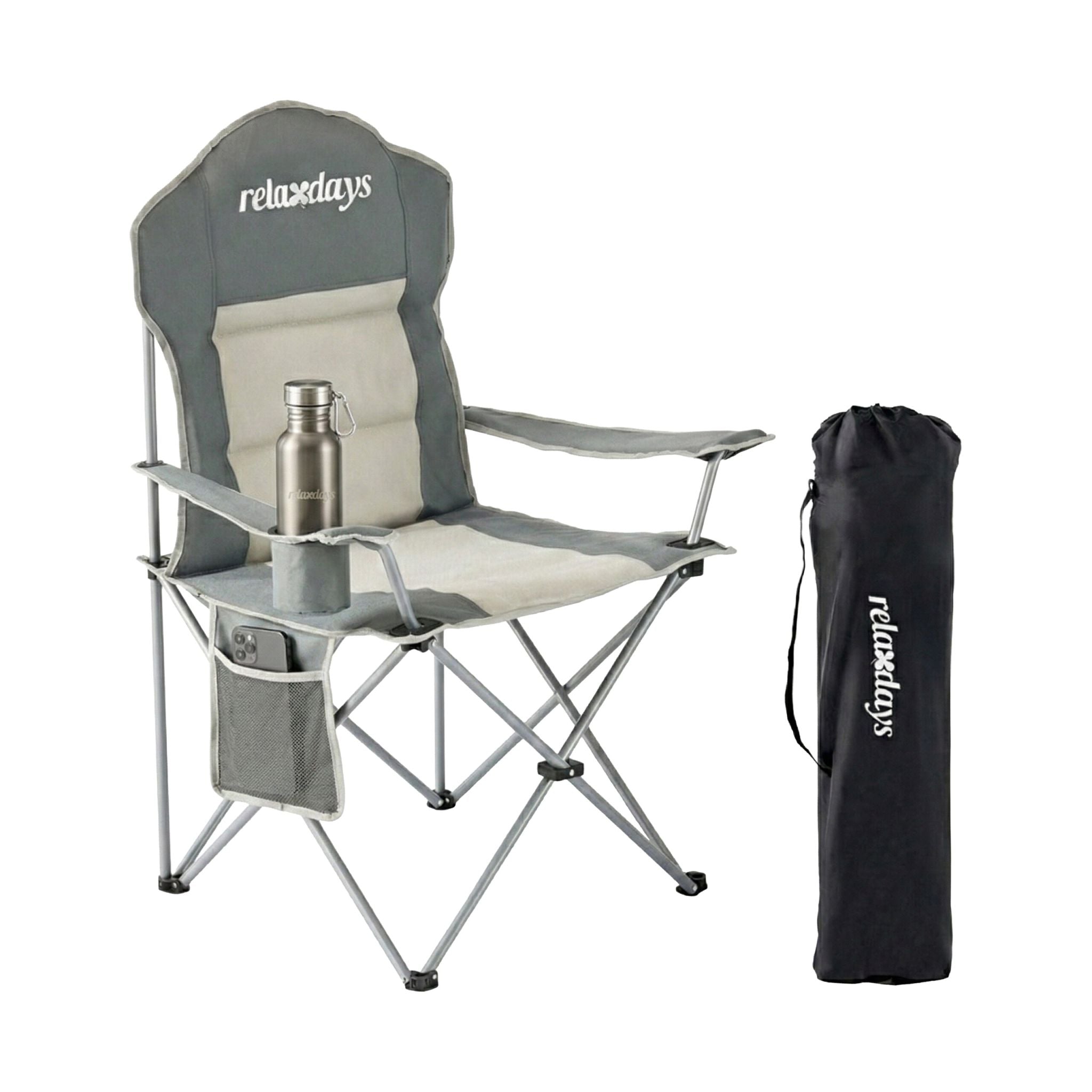 Faltbarer Camping Stuhl Beige-Silber-Grau von Relaxdays