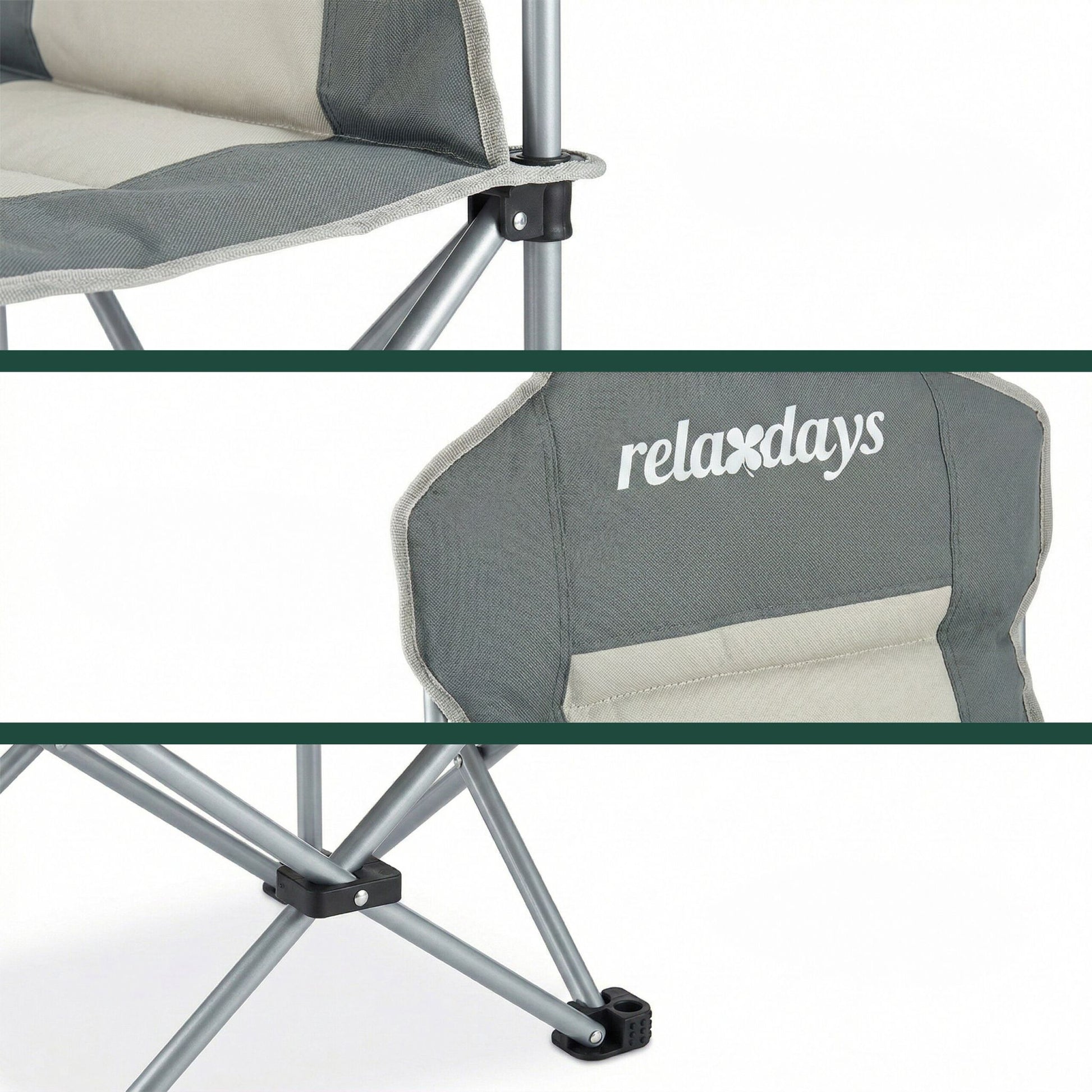 Faltbarer Camping Stuhl Beige-Silber-Grau von Relaxdays