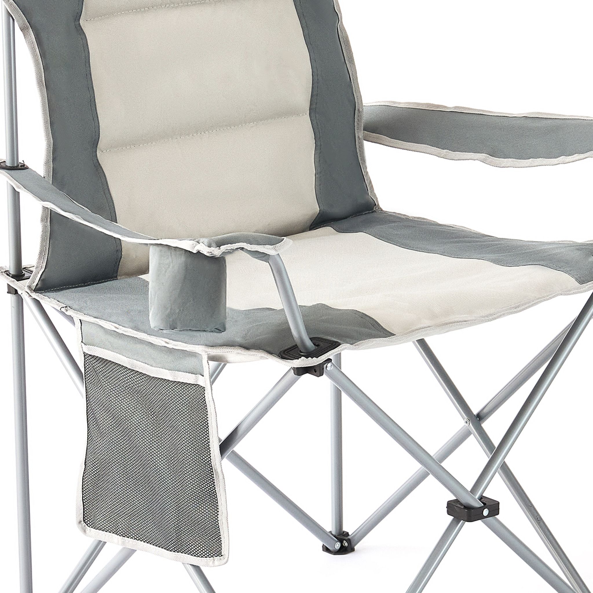 Faltbarer Camping Stuhl Beige-Silber-Grau von Relaxdays