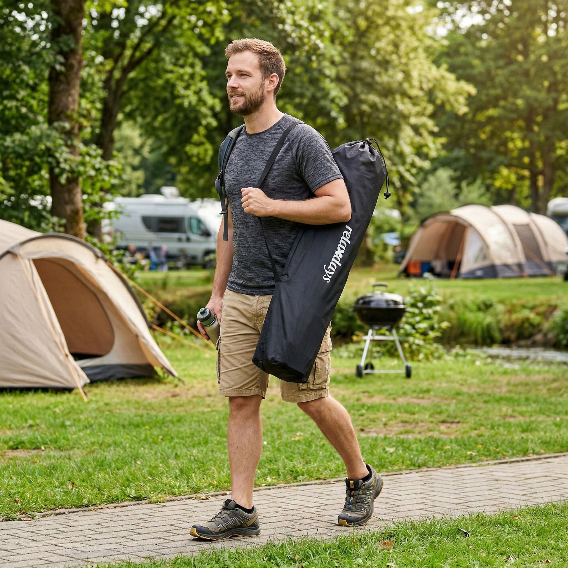 Faltbarer Camping Stuhl Blau-Silber von Relaxdays