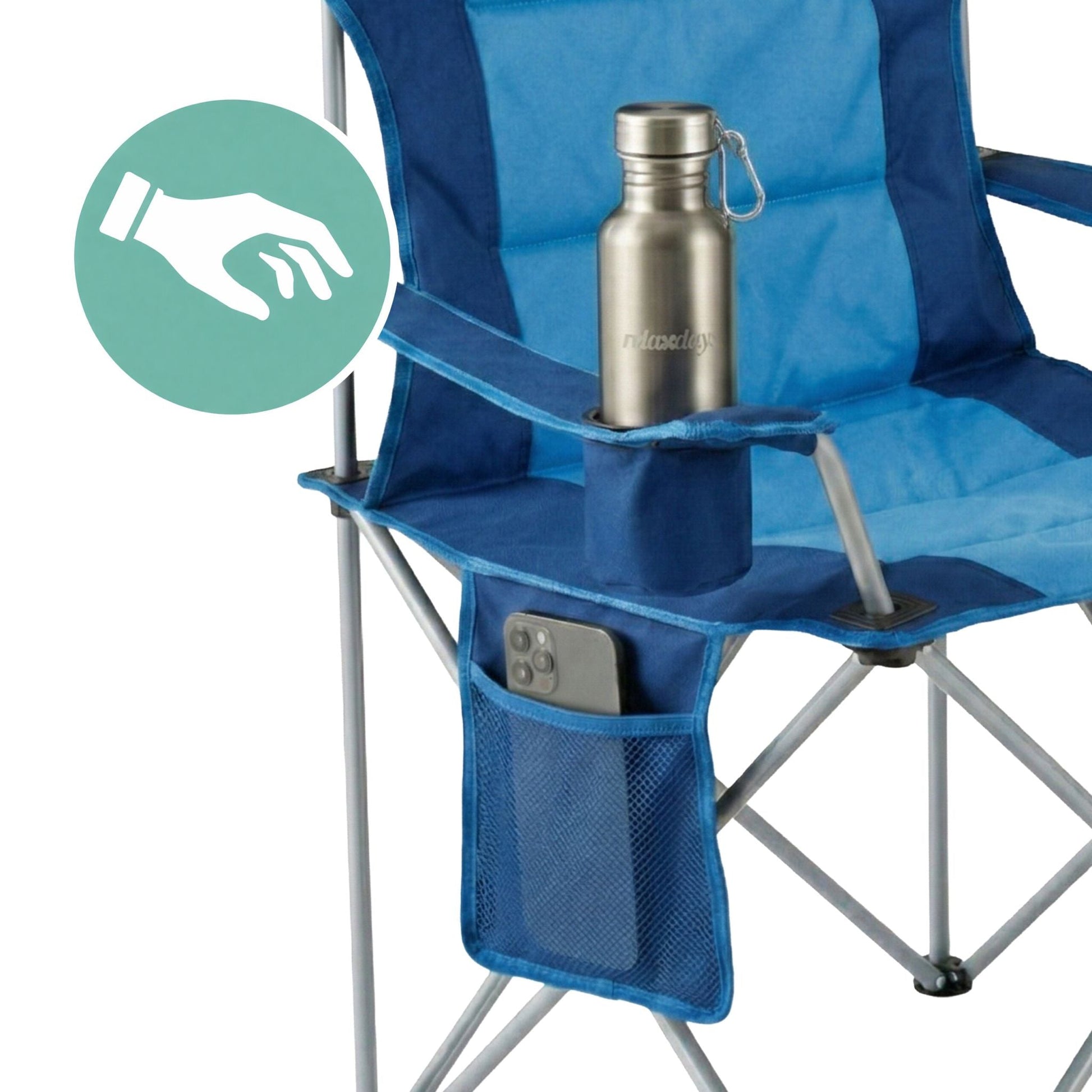 Faltbarer Camping Stuhl Blau-Silber von Relaxdays