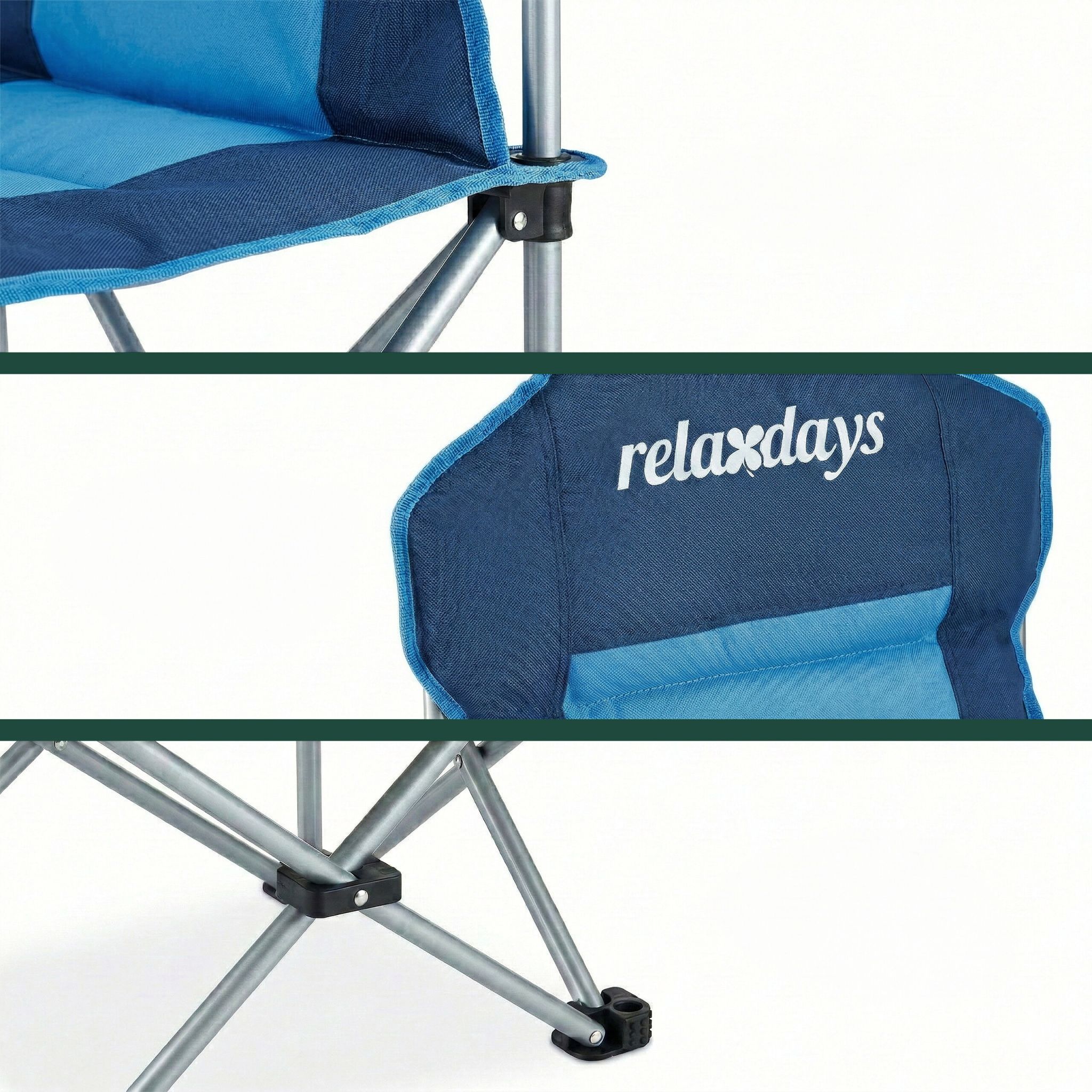 Faltbarer Camping Stuhl Blau-Silber von Relaxdays