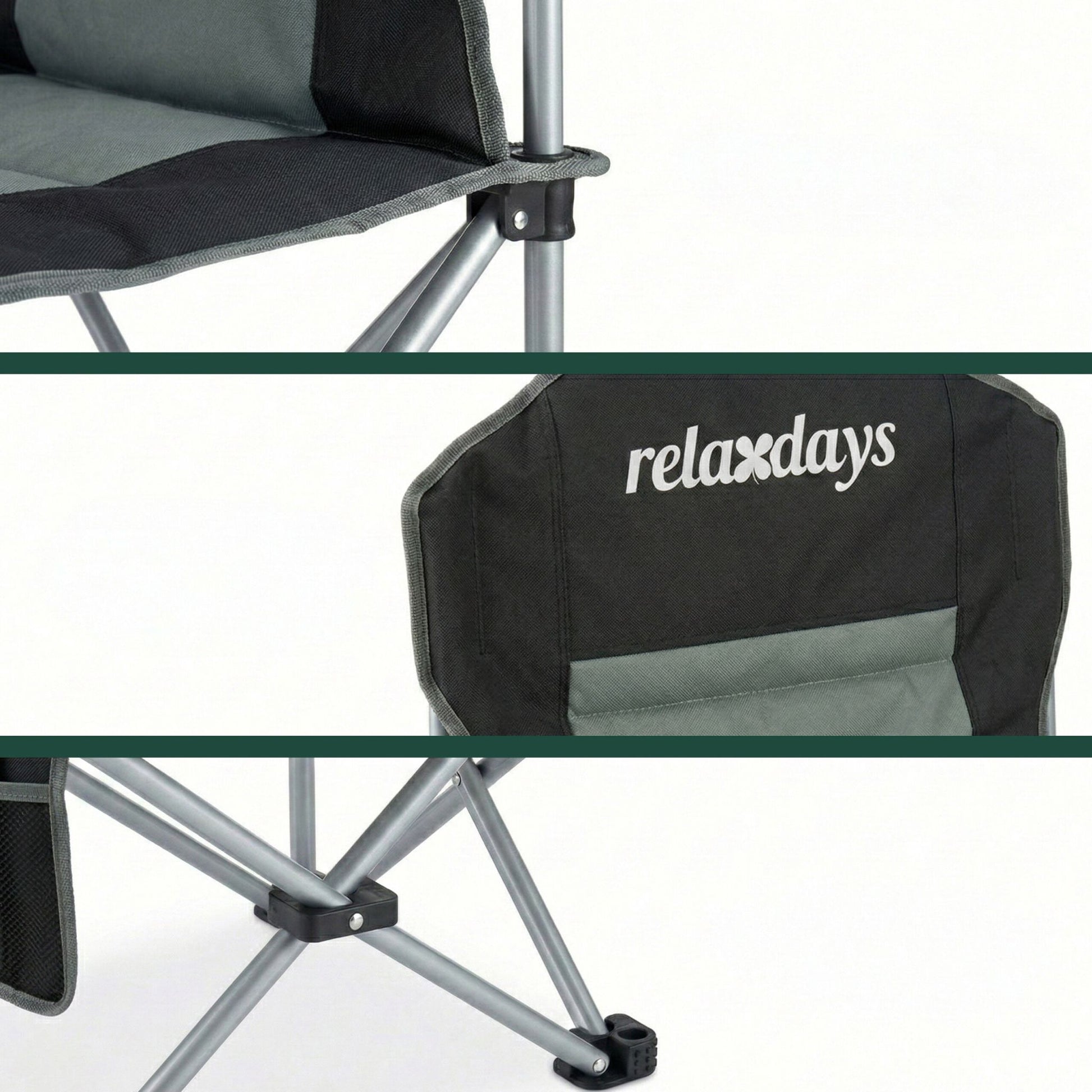 Faltbarer Camping Stuhl Schwarz-Silber-Grau von Relaxdays