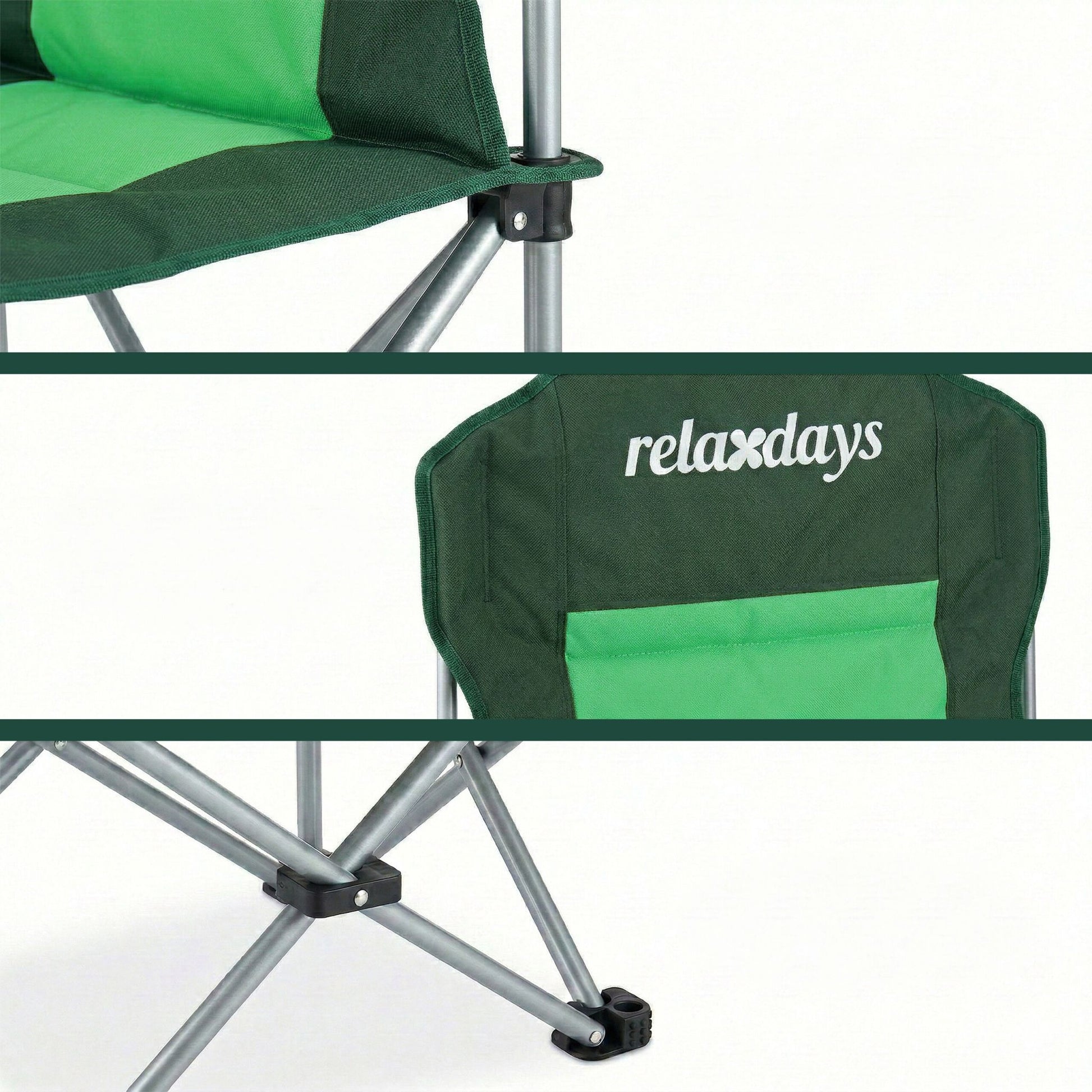 Faltbarer Camping Stuhl Dunkelgrün-Grün-Silber von Relaxdays