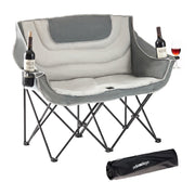 Faltbare Camping Bank für 2 Personen Creme-Schwarz-Grau von Relaxdays